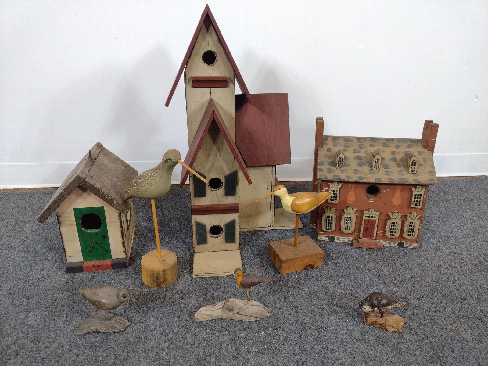 3 Birdhouses & 5 Shore Bird Statues (1 of 8)