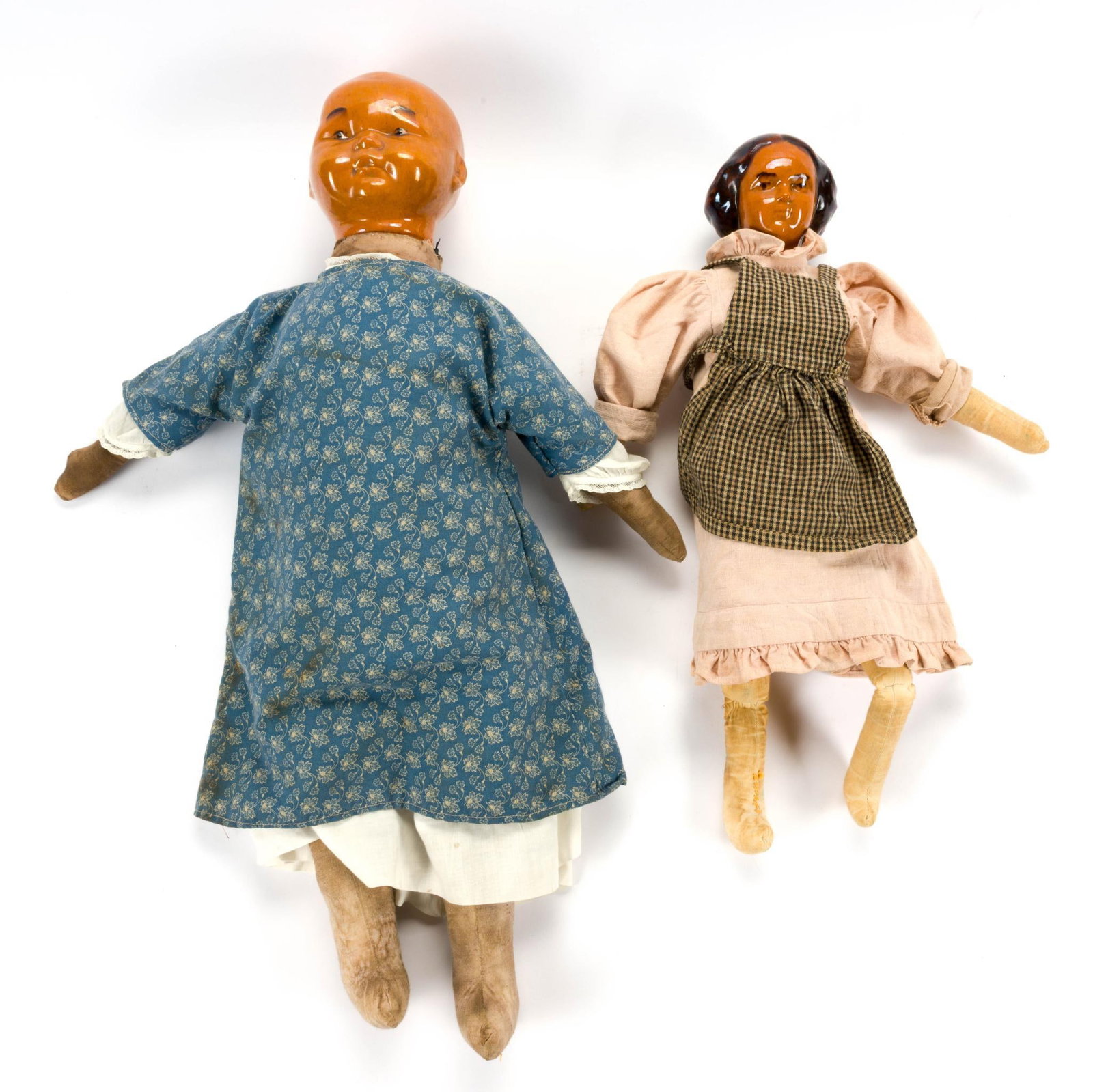 2 Shooner Redware Head Dolls (1 of 5)