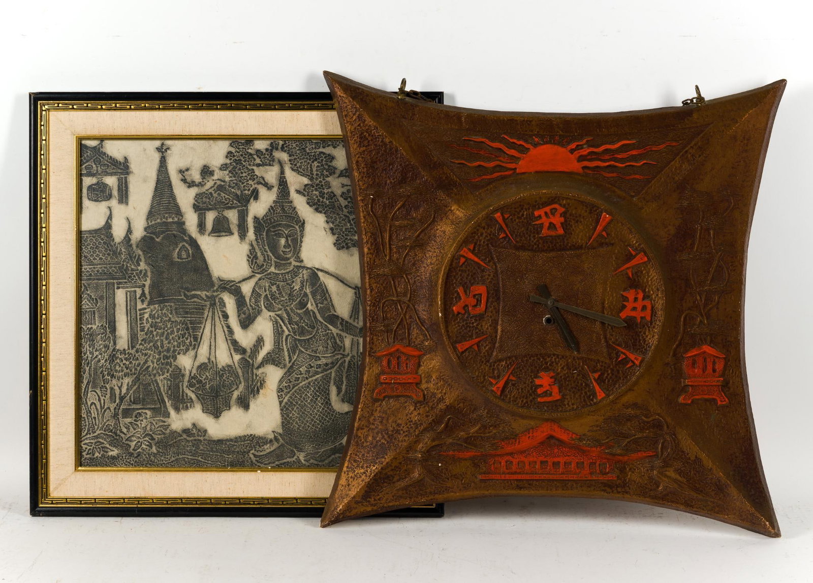 Clock & Cambodian Temple Rubbing (1 of 5)