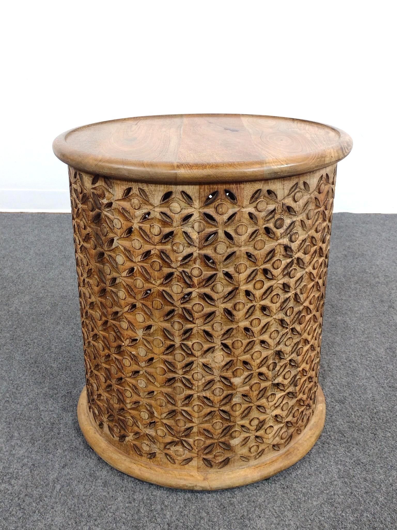 Williams Sonoma Carved Occasional Table: 20" diameter X 22-1/2" high.