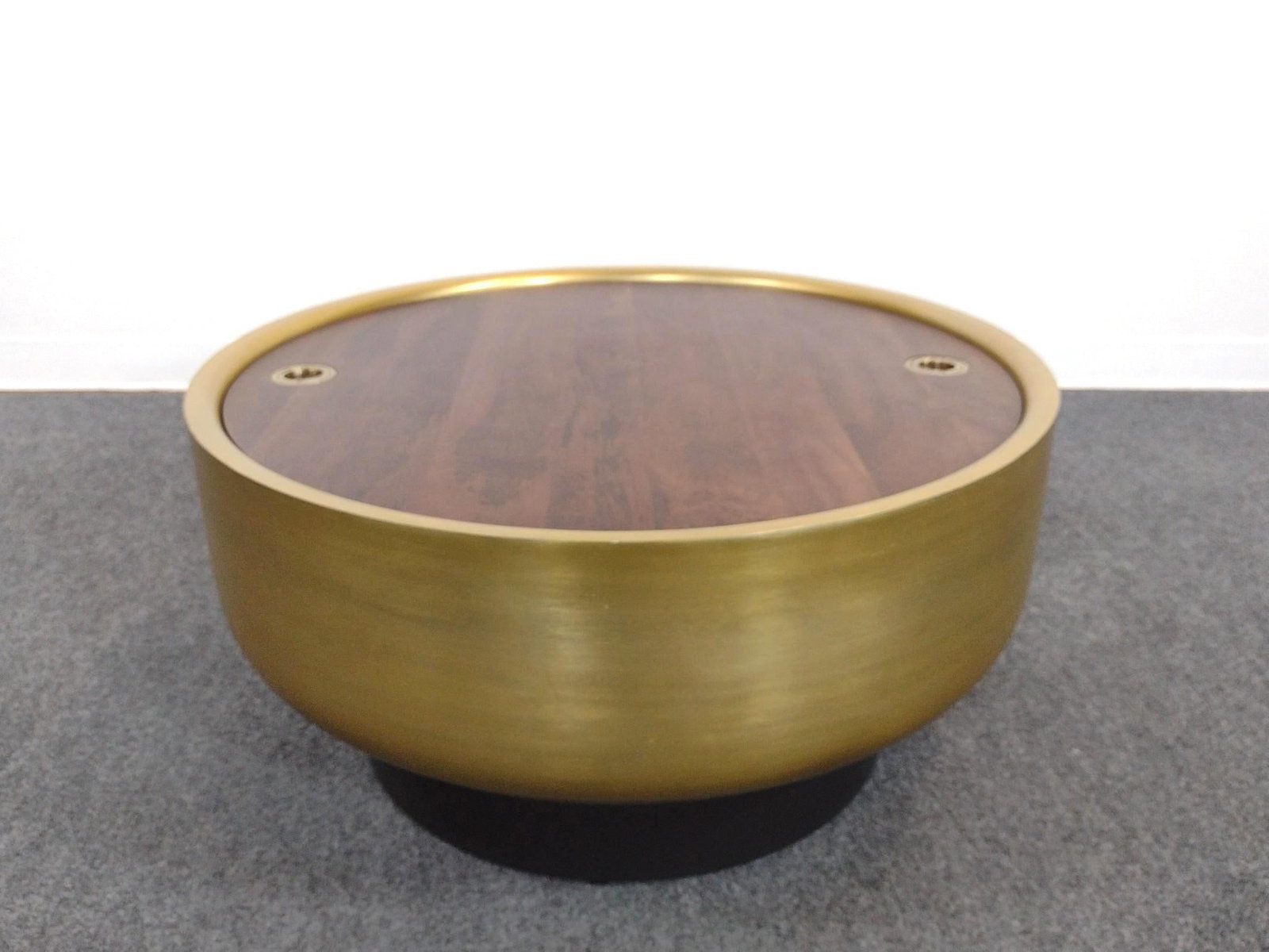 Williams Sonoma Drum Coffee Table: 32" diameter X 16" high. 