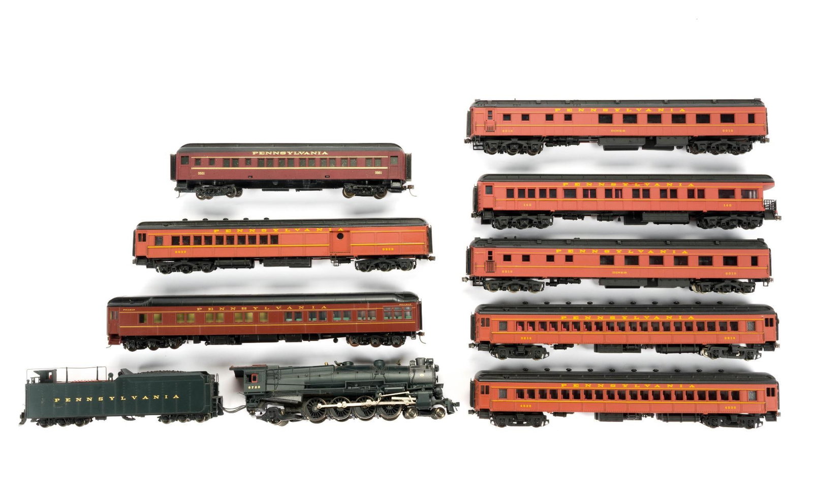 Broadway Limited HO Steam Engine #6720 w/ 9 PRR Pullman Passenger Cars (1 of 5)