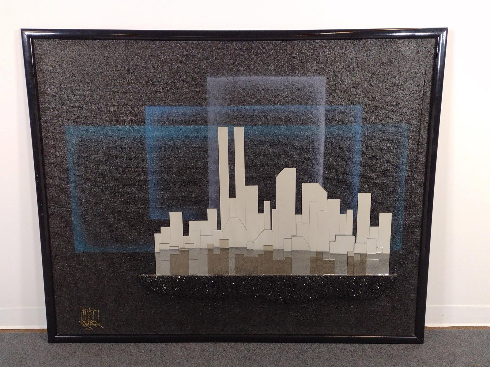 Signed Mixed Media Art of New York Skyline (1 of 4)