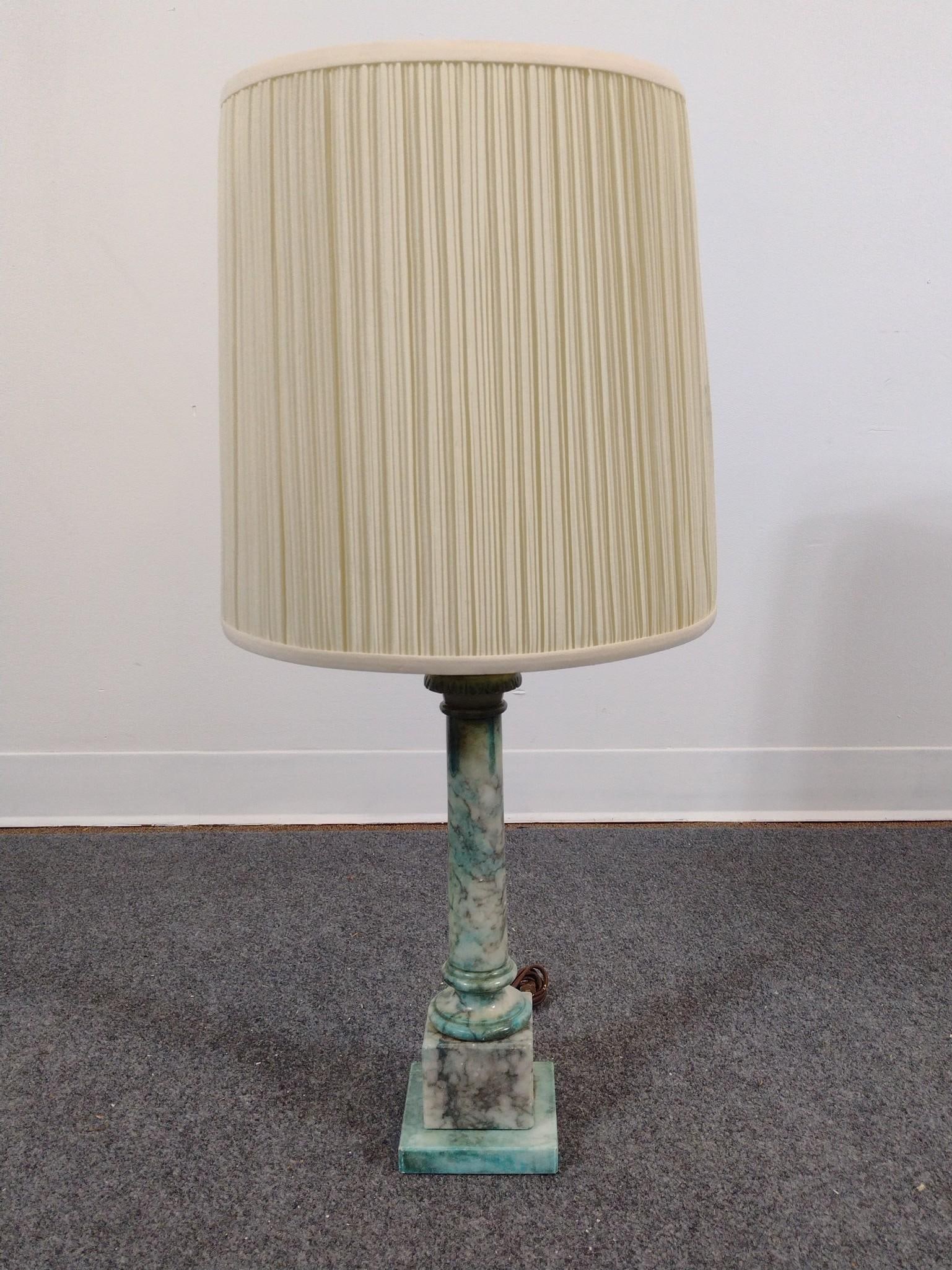 Stone Table Lamp: 12" diameter X 31-1/2" high.
