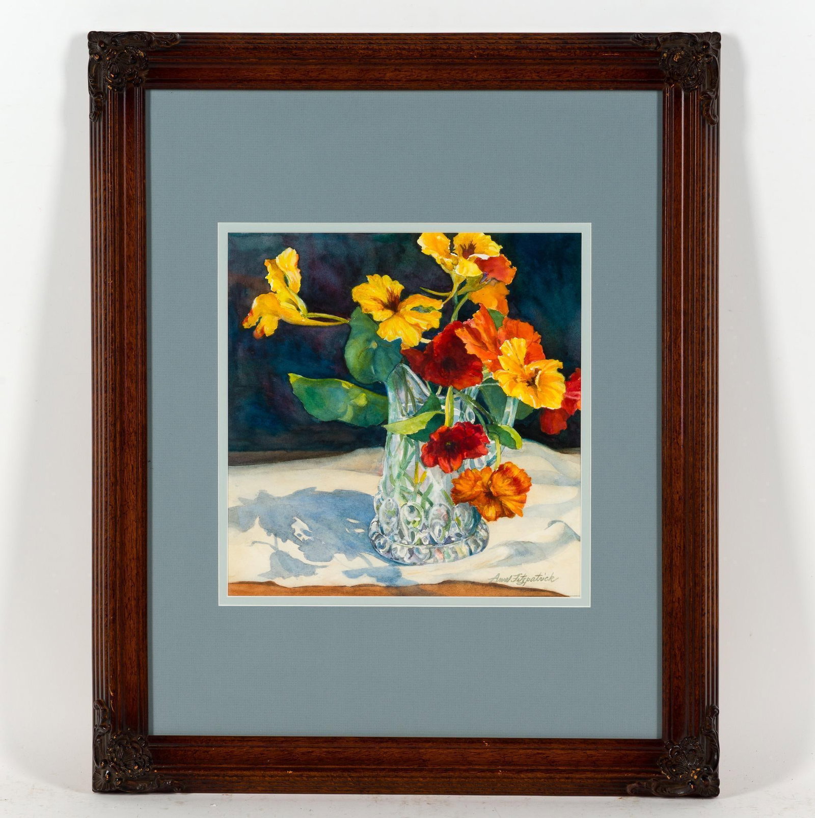 Ann Fitzpatrick Framed Watercolor: Overall 19-1/2" x 23".