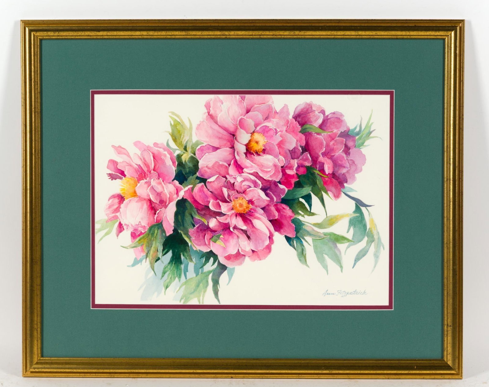 Ann Fitzpatrick Framed Watercolor: Overall 25" x 20". 