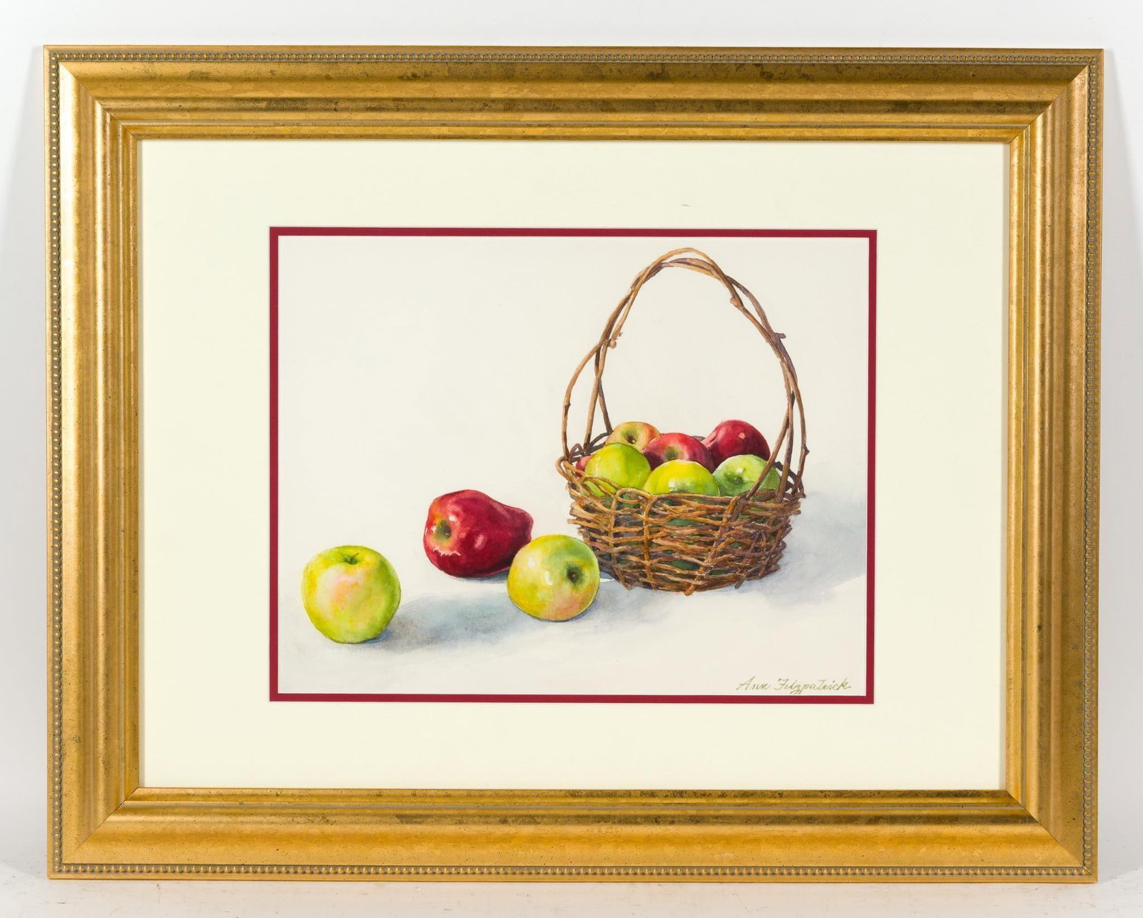 Ann Fitzpatrick Framed Watercolor: Overall 28-1/2" x 22-1/2". 
