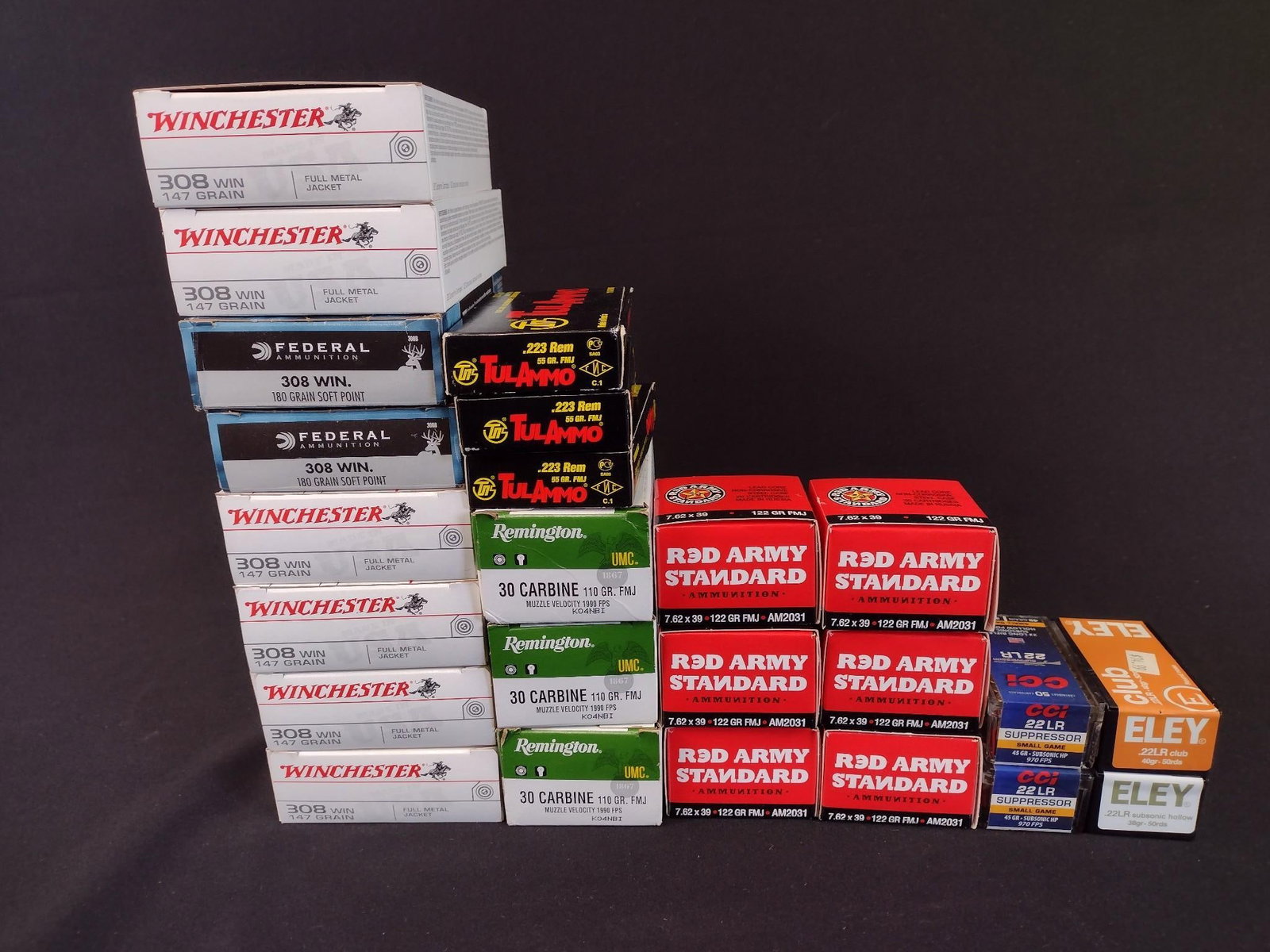 24 Boxes of Rifle Rounds Incl. .223 & .308 (1 of 1)