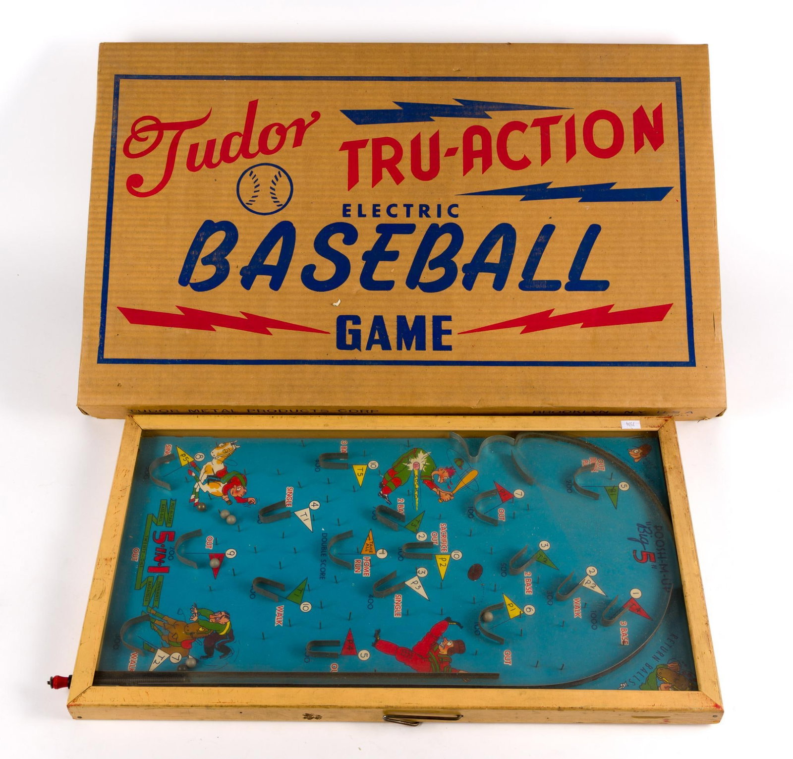 2 Vintage Tabletop Games: Includes Tudor Tru-Action Baseball in OB and Poosh-M-Up "Big 5". 