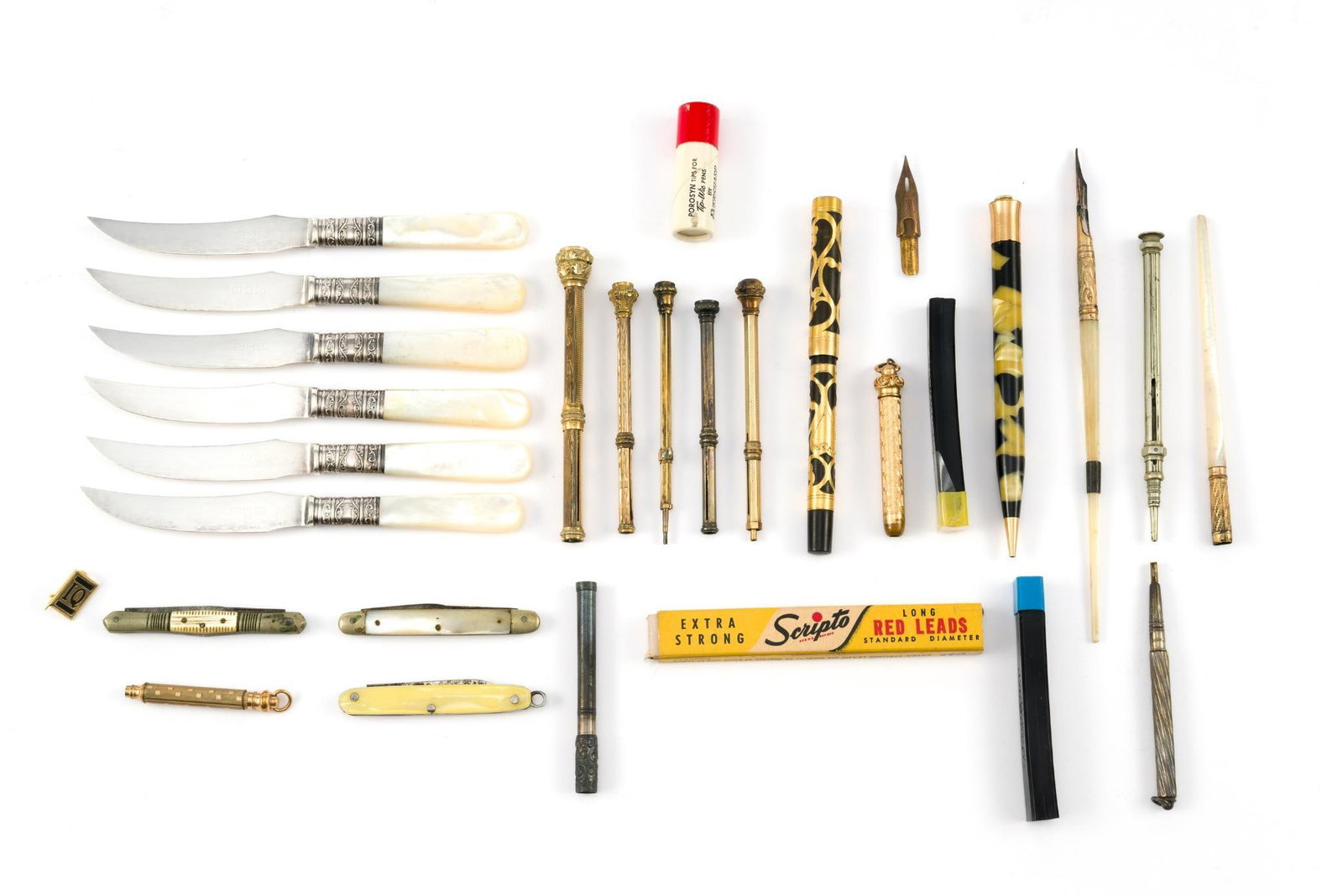 Sterling Silver and Gold Filled Antique Pencils, Pens, Knives (1 of 5)