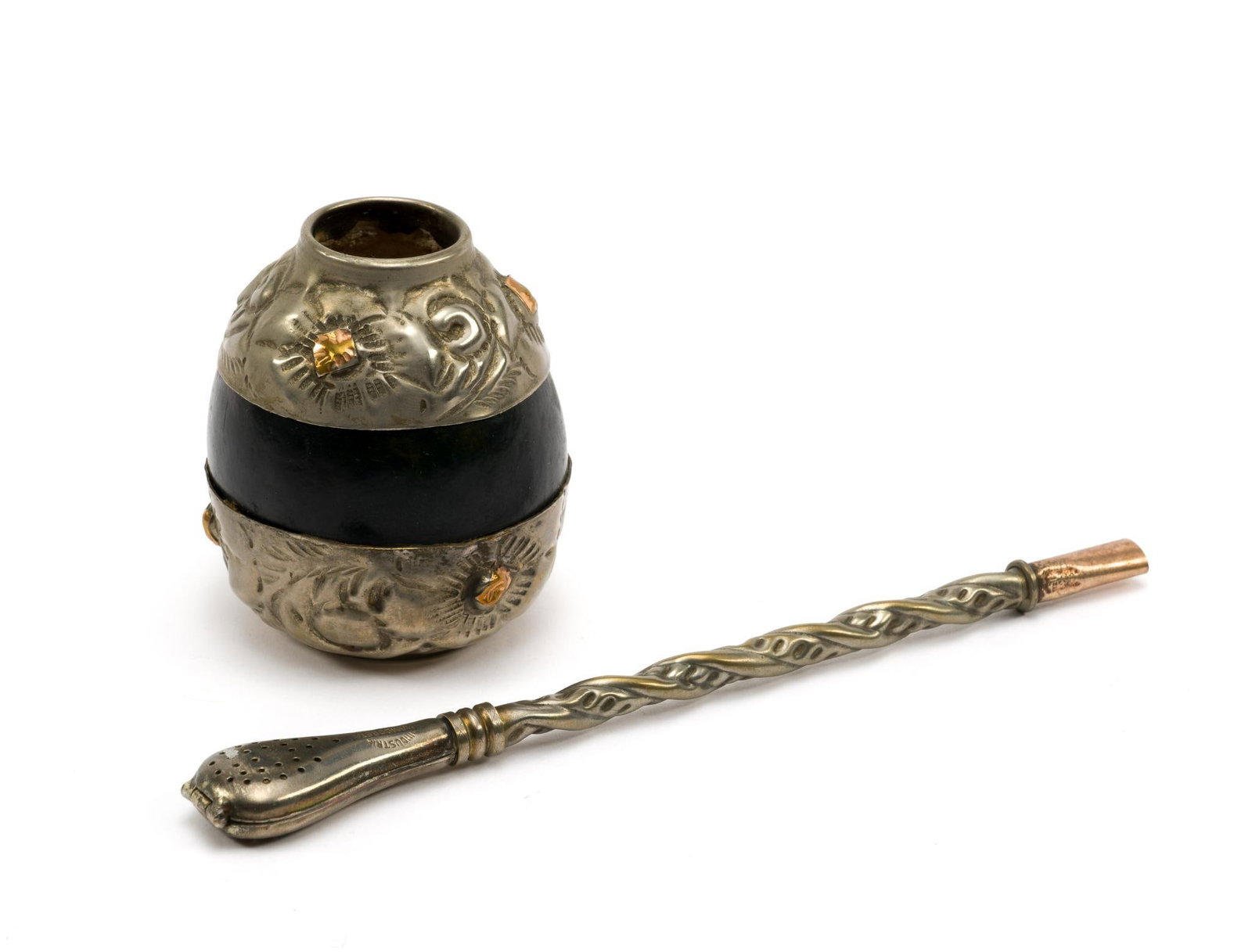 Silver and Gold Yerba Mate Gourd (1 of 6)