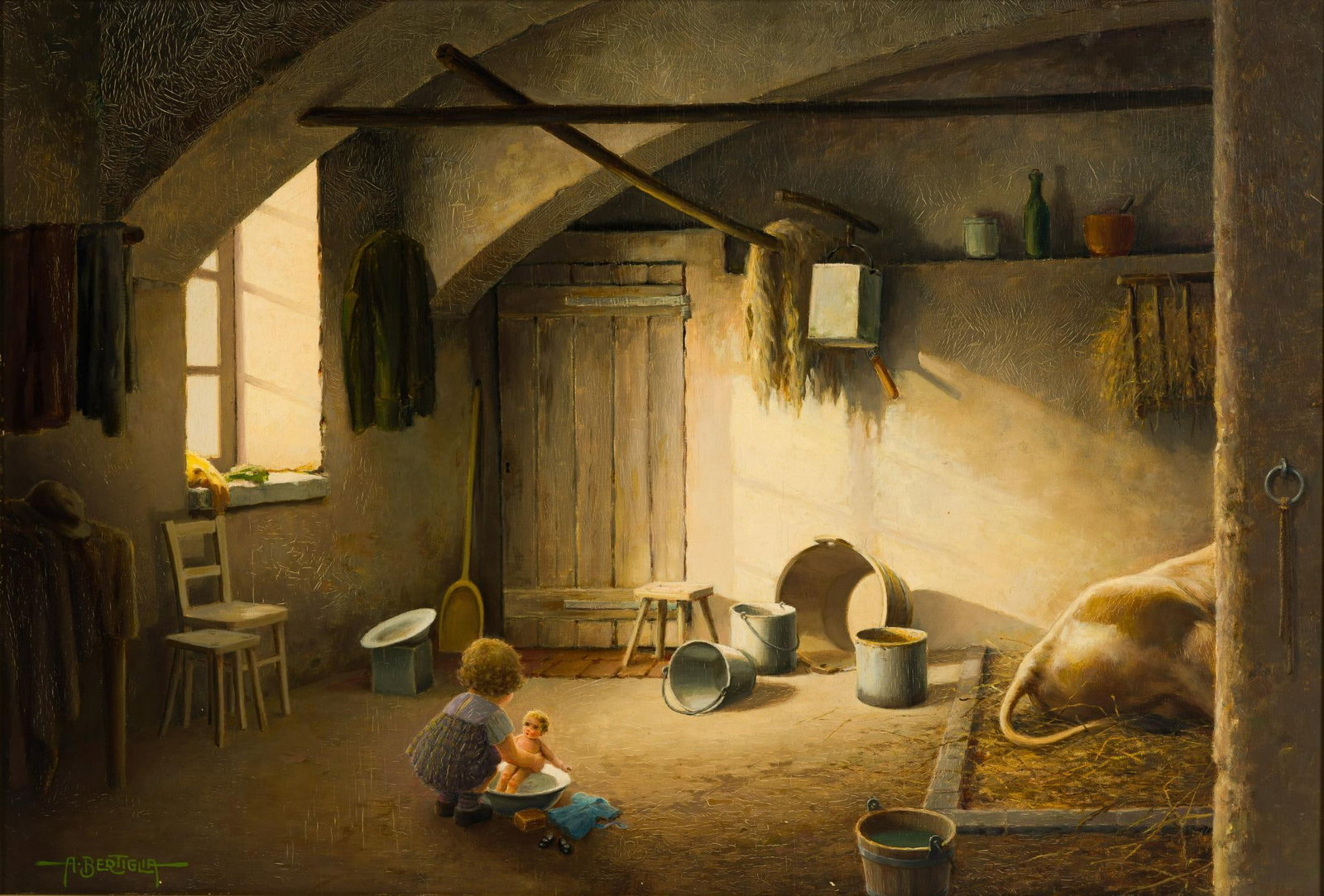 Oil On Board Painting By Aurelio Bertiglia (Italian, 1891–1973) (1 of 5)