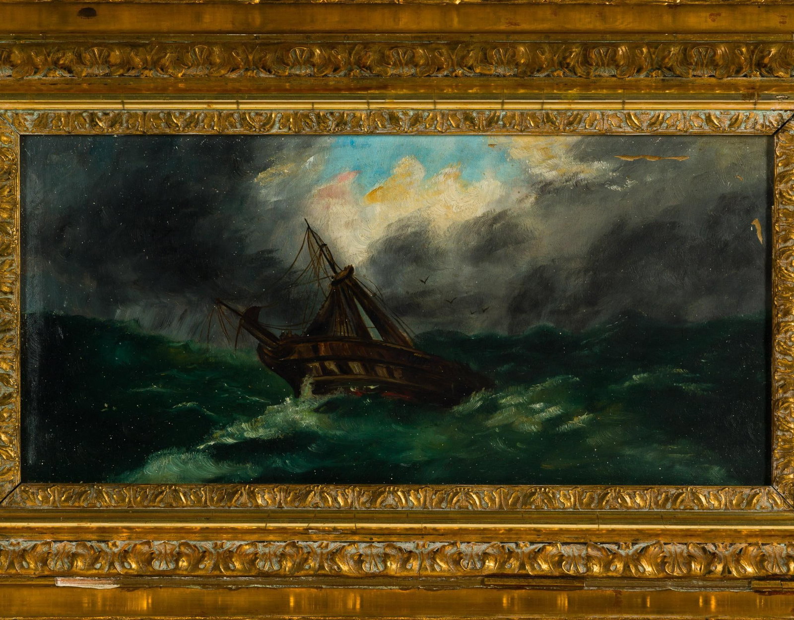 Antique Maritime Oil on Board Painting (1 of 3)