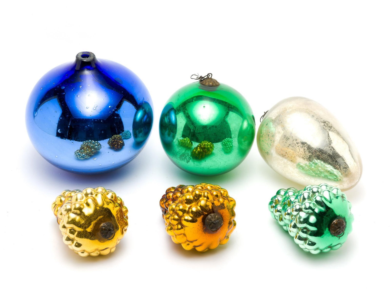 Antique Kugel Mercury Glass Grape & Glass Balls (1 of 3)