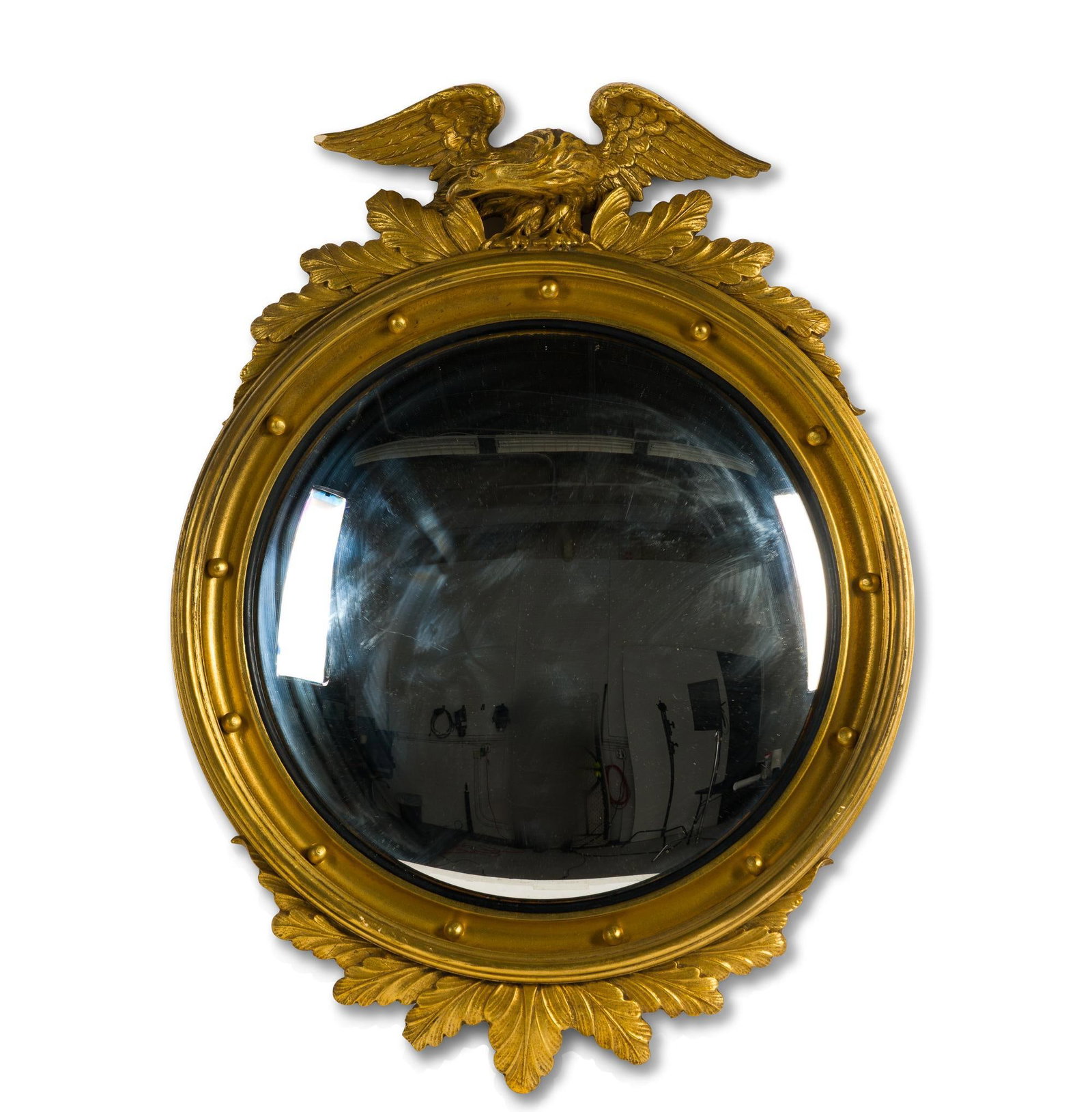 Federal Style Convex Bullseye Eagle Giltwood Mirror (1 of 2)
