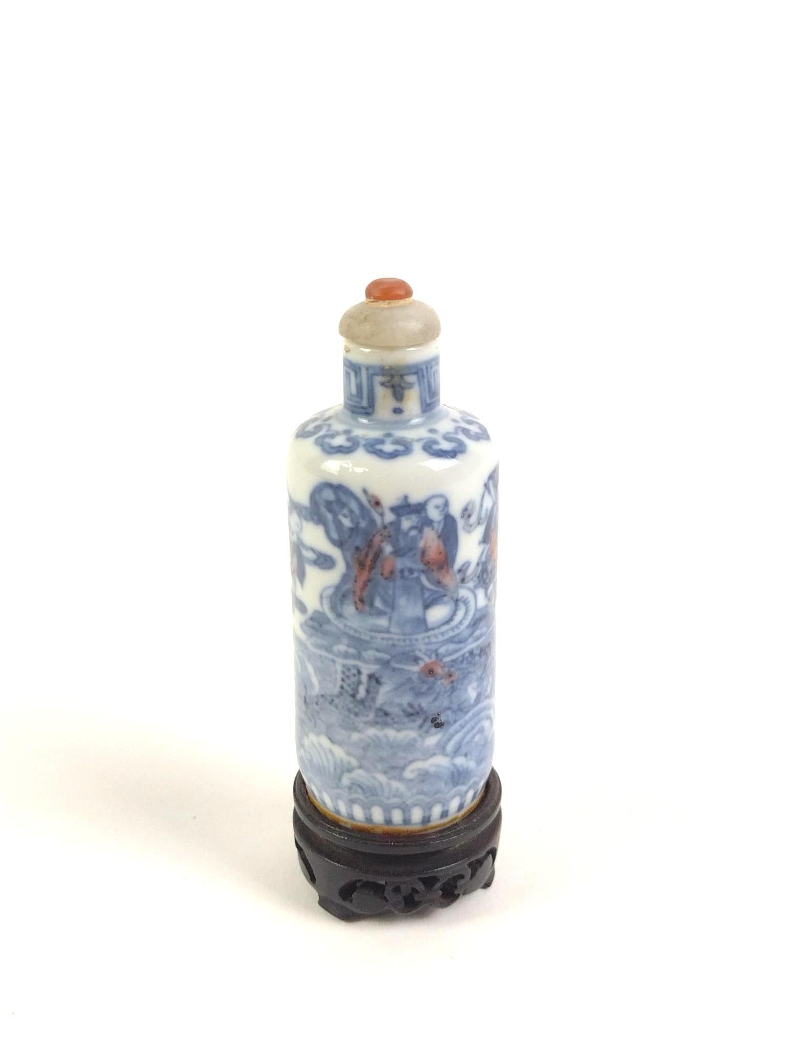 Late Qing Chinese Blue & White Porcelain Snuff Bottle (1 of 6)