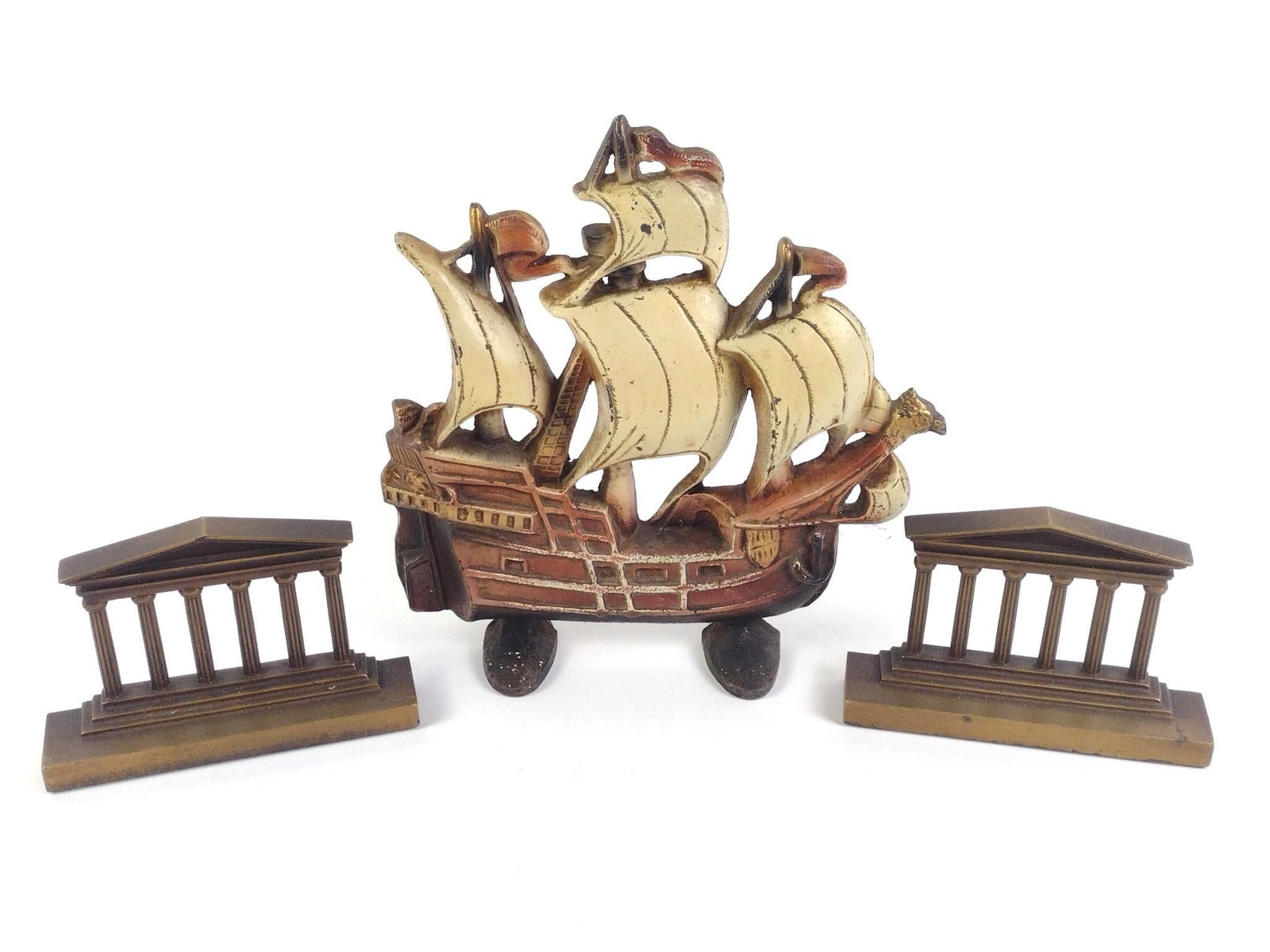Cast Iron Ancient Greek Bookends and Spanish Ship Door Stop (1 of 6)