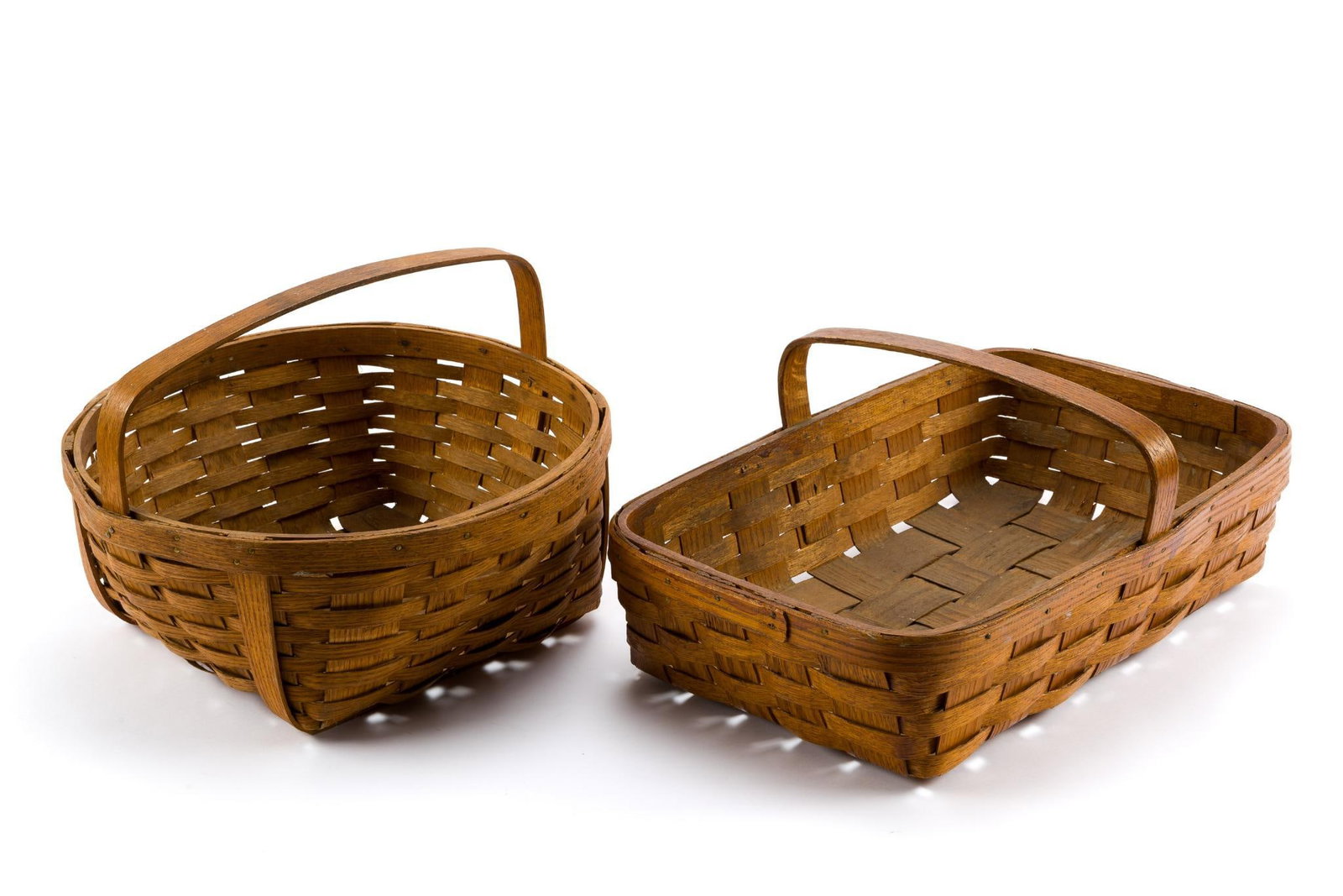2 Antique Handwoven Swing-Handle Baskets (1 of 6)