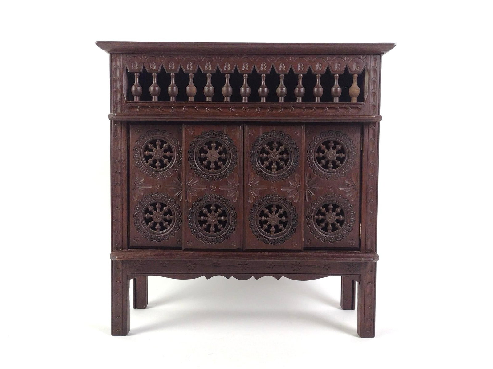 French Breton Carved Oak Doll Cabinet (1 of 5)