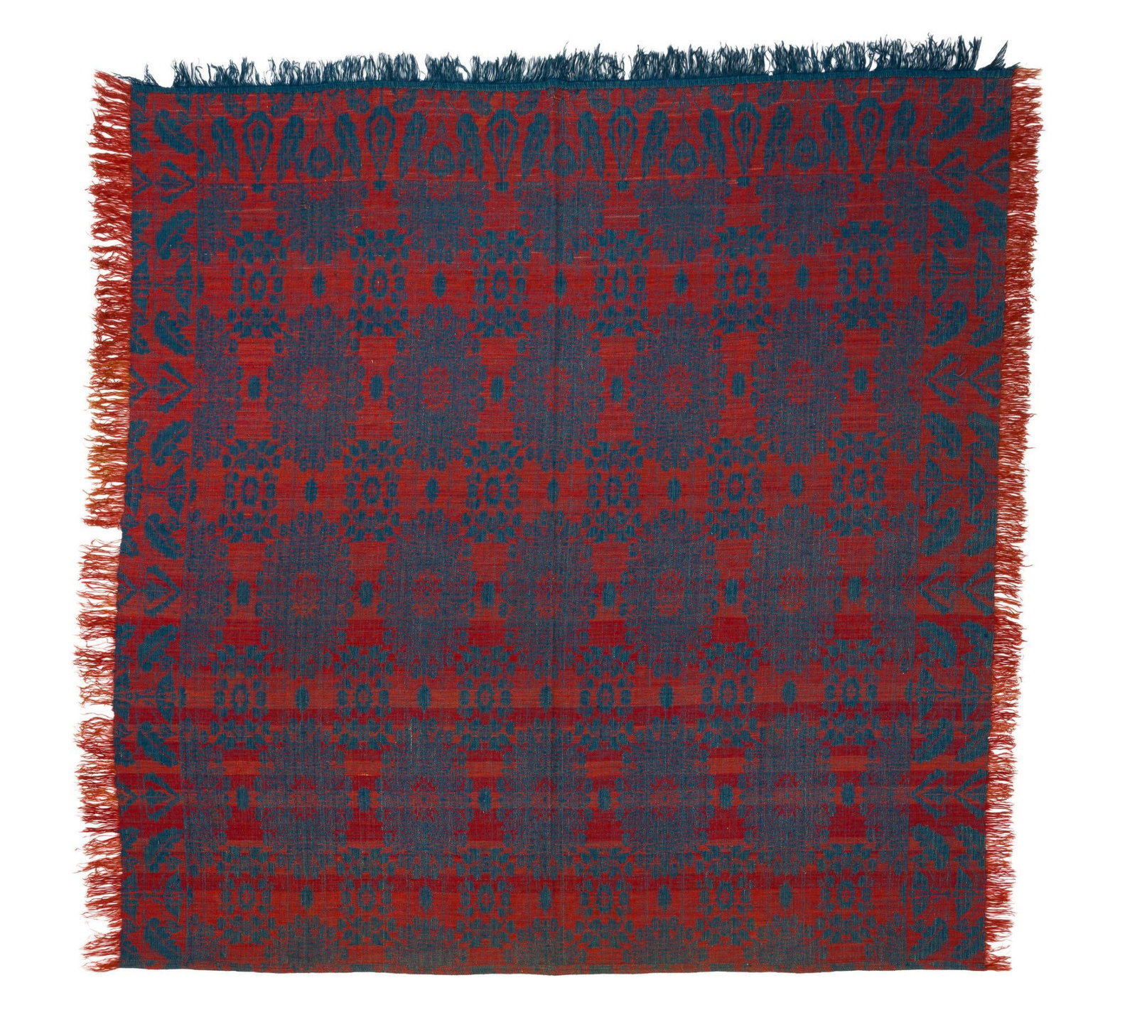 Red & Blue Jacquard Woven Coverlet (1 of 3)
