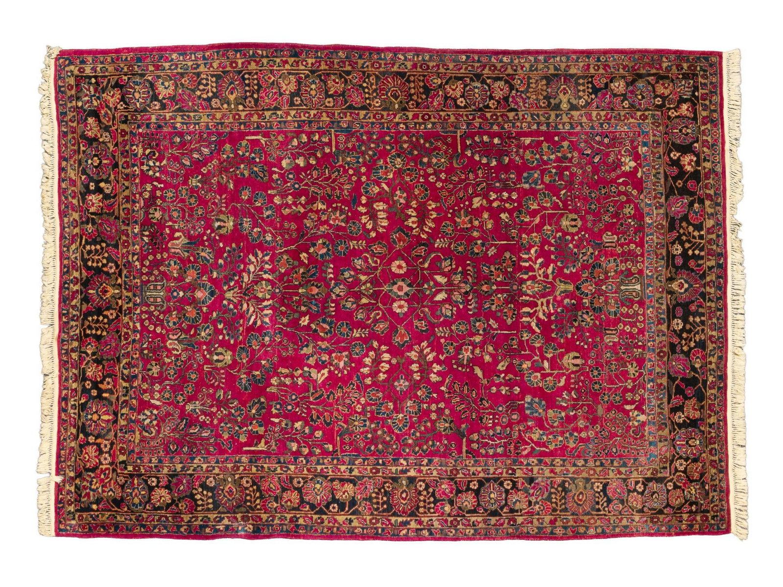 Hand-Knotted Persian Sarouk-Style Wool Room Size Carpet (1 of 3)