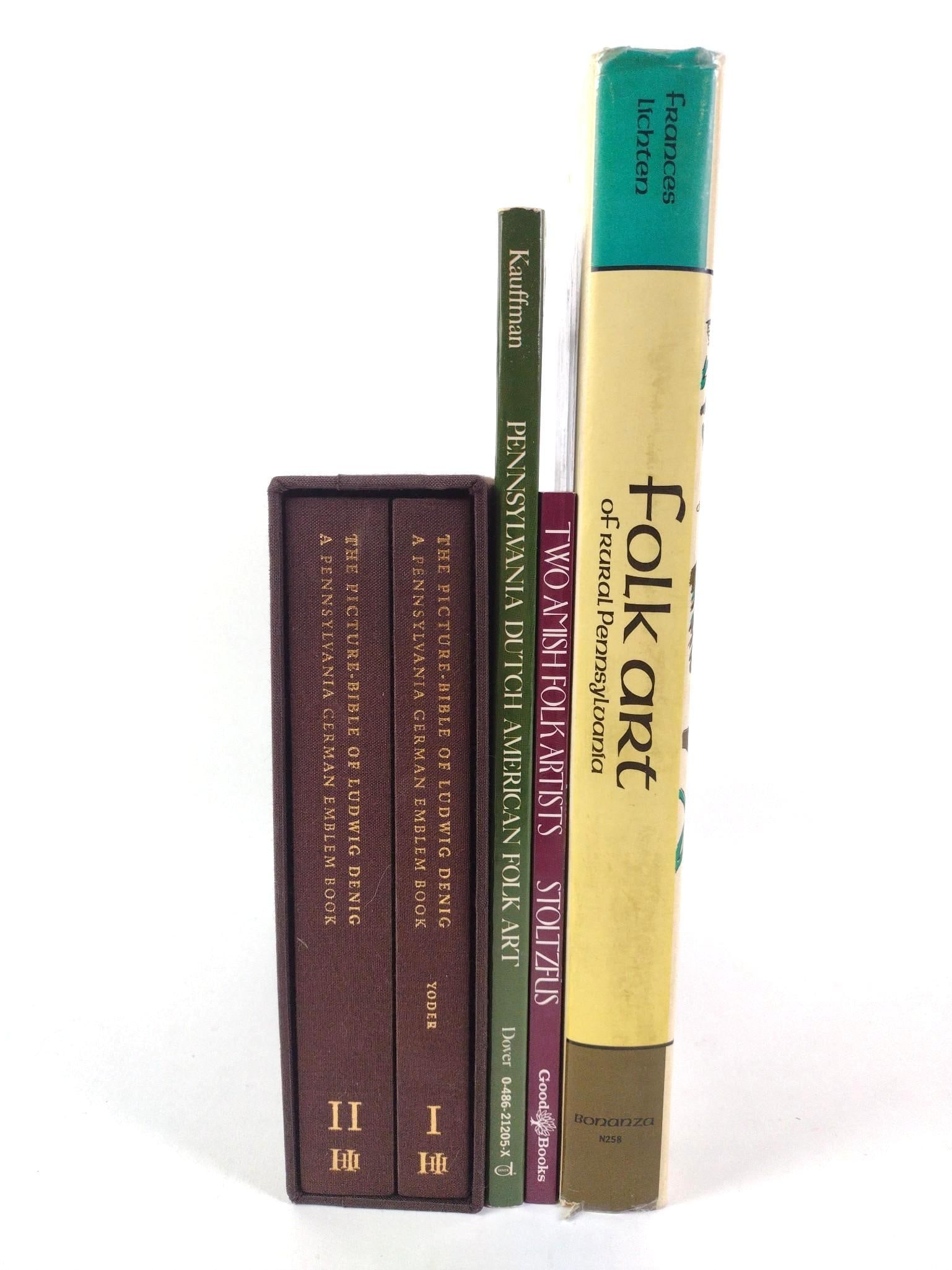 5 Pennsylvania Folk Art Books: Includes (1) Folk Art of Rural Pennsylvania by Frances Lichten. Copyright Charles Scribner's Sons, 1946. (2) Two Volumes The Picture Bible of Ludwig Denig A Pennsylvania German Album Book edited by Do