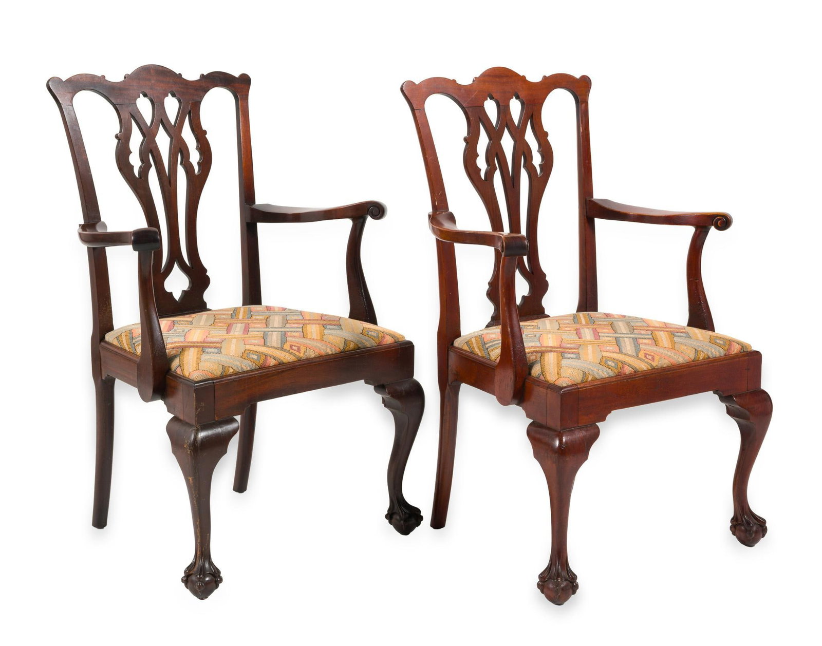 Pair of Chippendale Revival Arm Chairs (1 of 11)