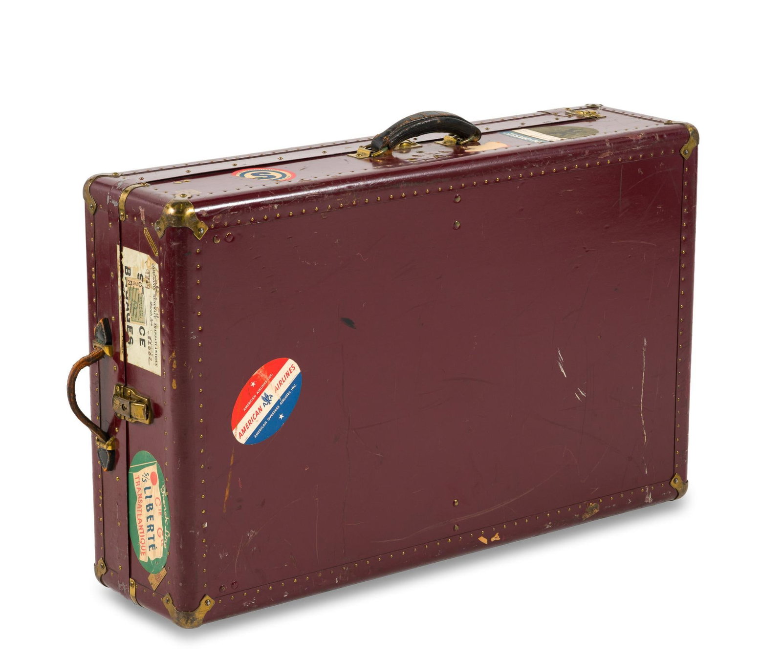 Grand Tour Small Travel Case: A very fine early 20th century Grand Tour traveling case or trunk consisting of a wooden case with leather exterior opening to reveal boxes and hangers for travel. Circa 1910-1930. The exterior with