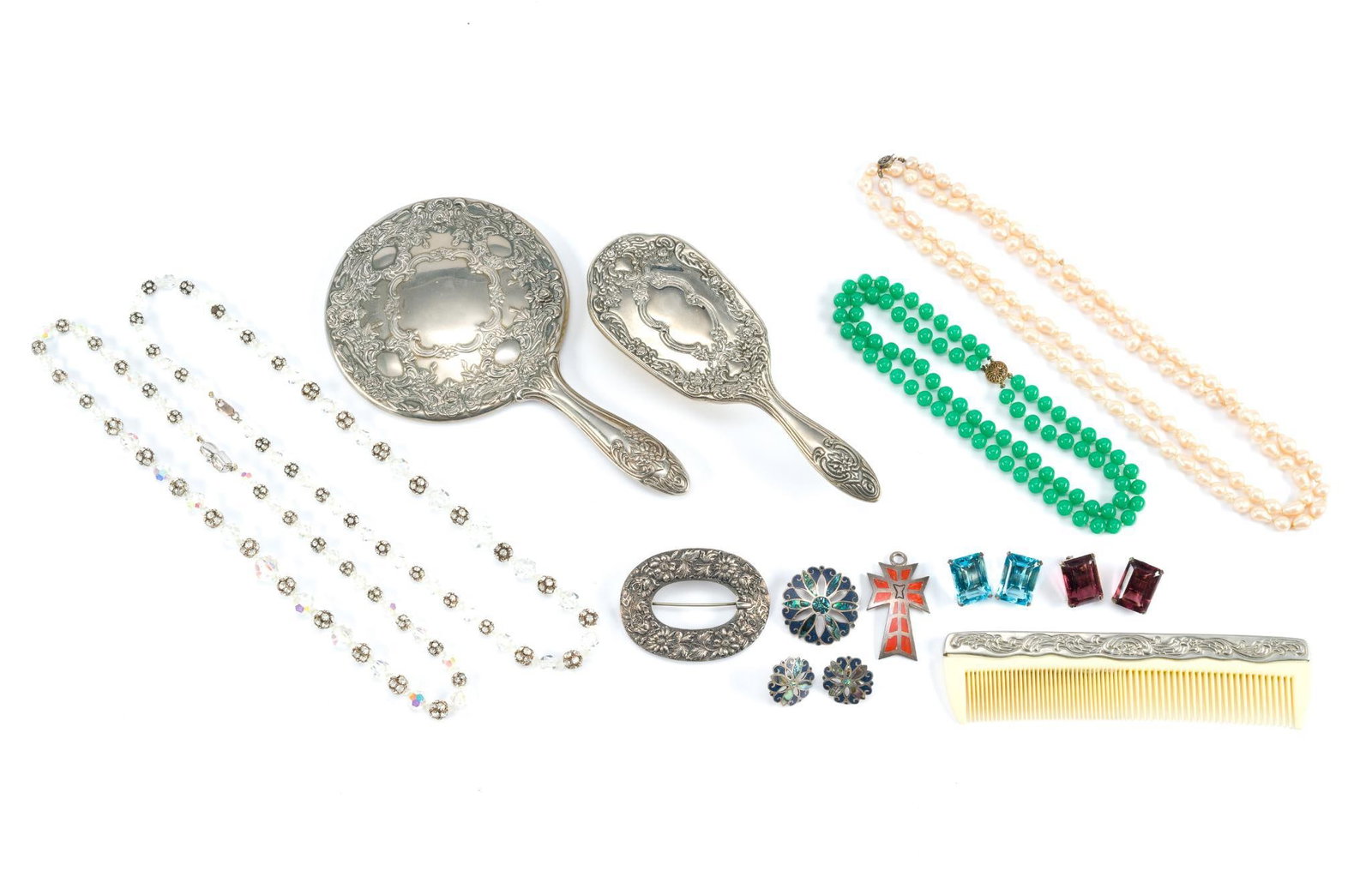 12 Jewelry incl. Sterling Silver & Vanity Set (1 of 7)