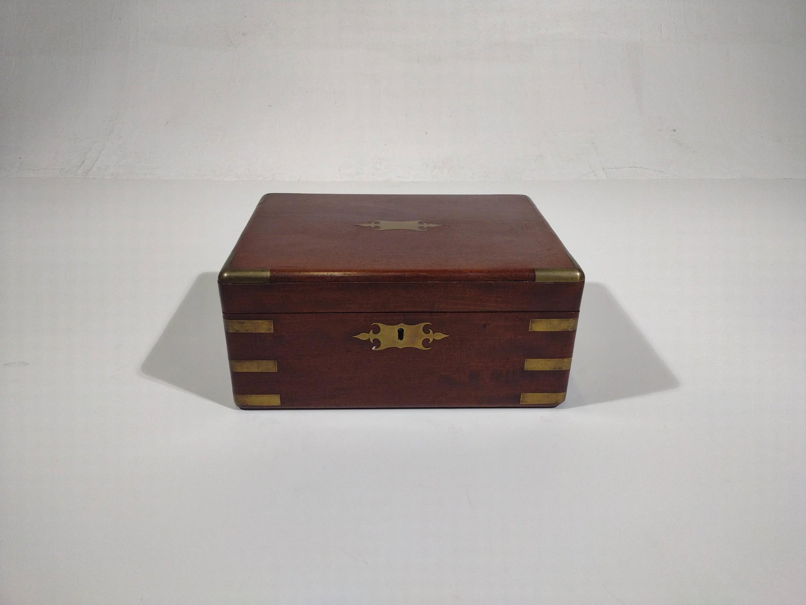 Travel Writing Desk: Includes ink container. Lining on the inside is detaching from crease. 14" wide x 10" deep x 6-1/2" high. 