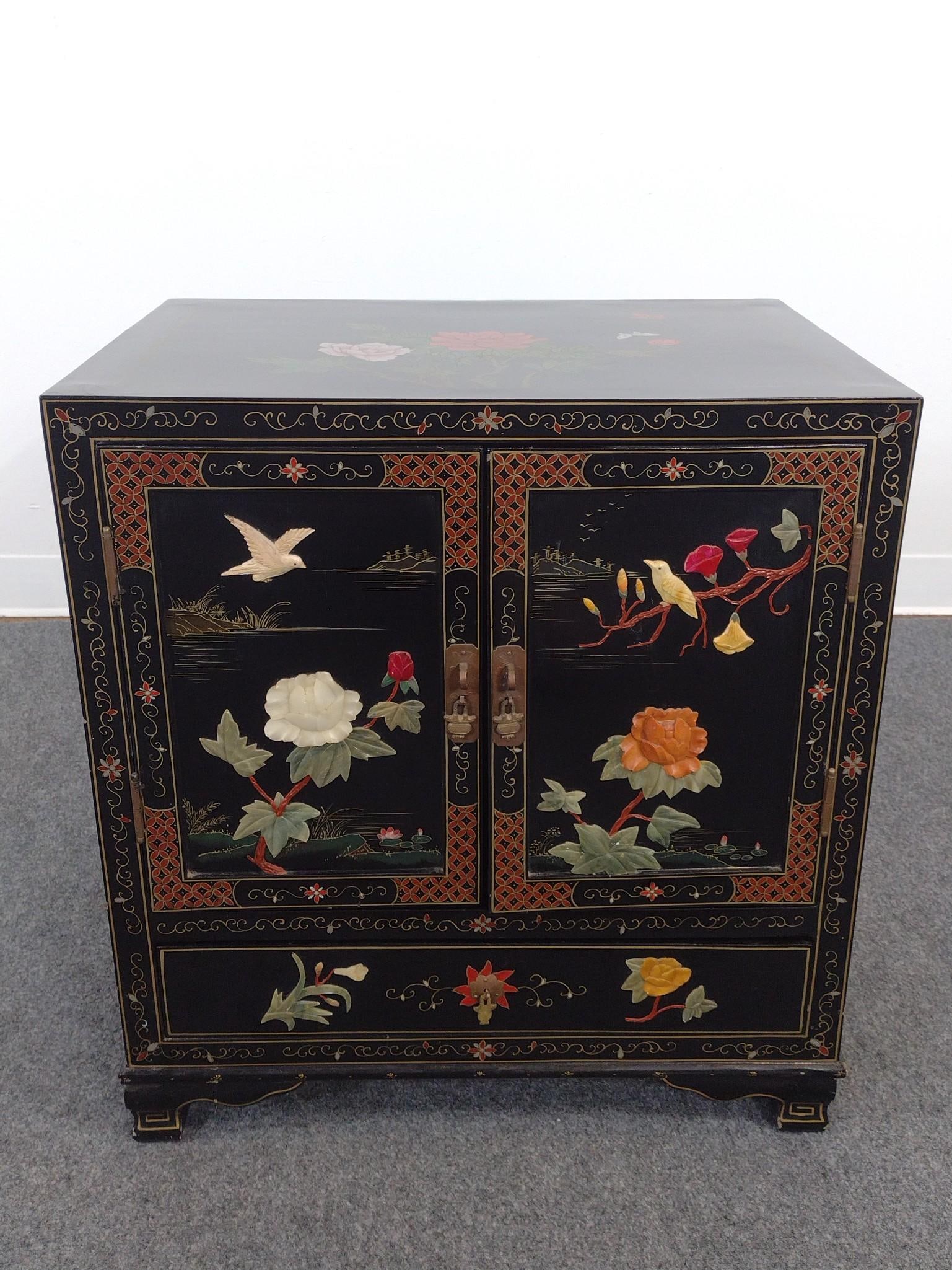 Low Asian Black Lacquer Cabinet (1 of 6)