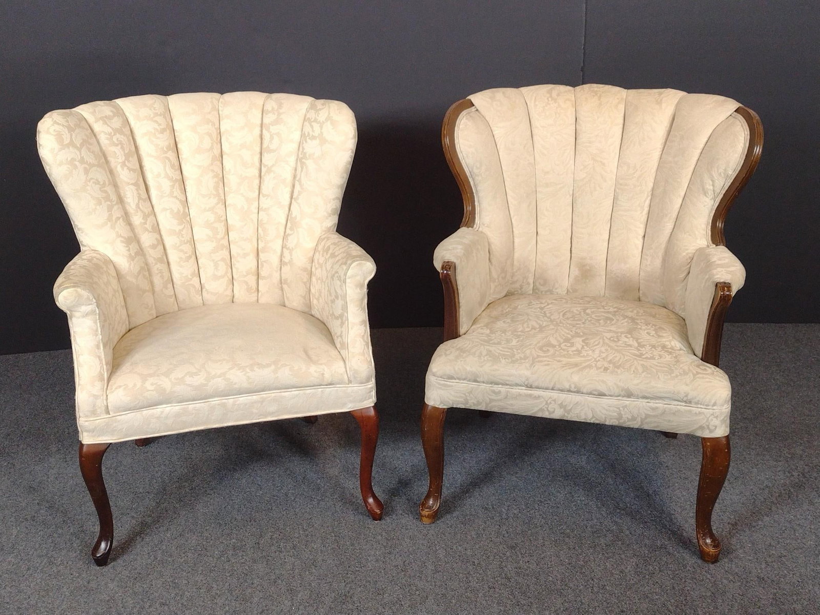 Southern Furniture and La-Z-Boy Armchairs: La-Z-Boy 29" wide X 28" deep X 35-1/2" high. Southern Furniture 30" wide X 28" deep X 35-1/2" high. Both have some light discoloring.