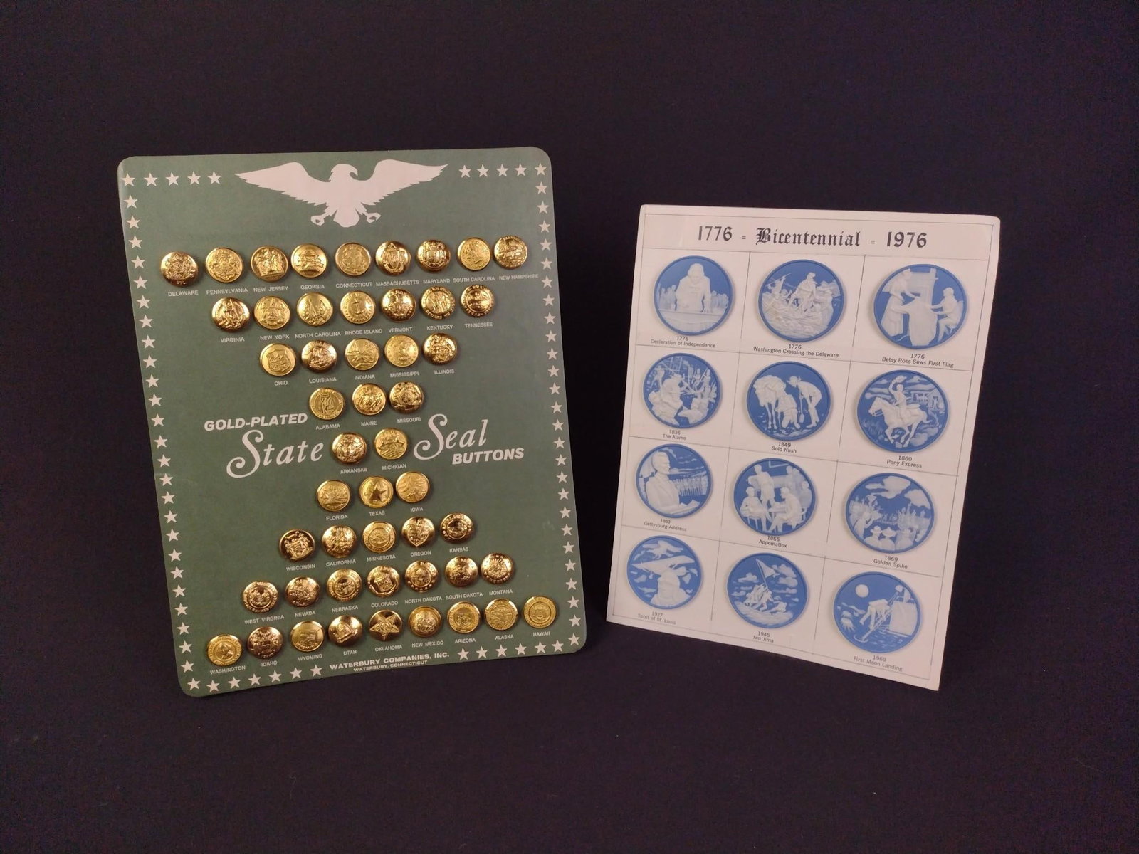 Bicentennial Wedgwood Buttons & Gold Plated State Seal Buttons (1 of 3)