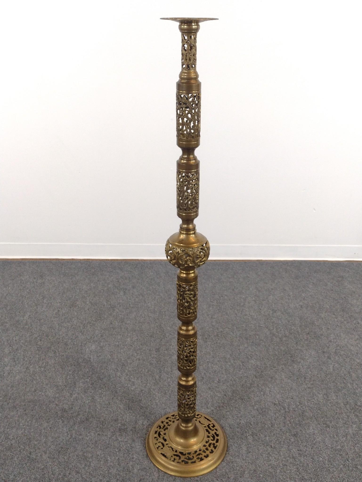 Pierced Brass Candle Stand (1 of 4)