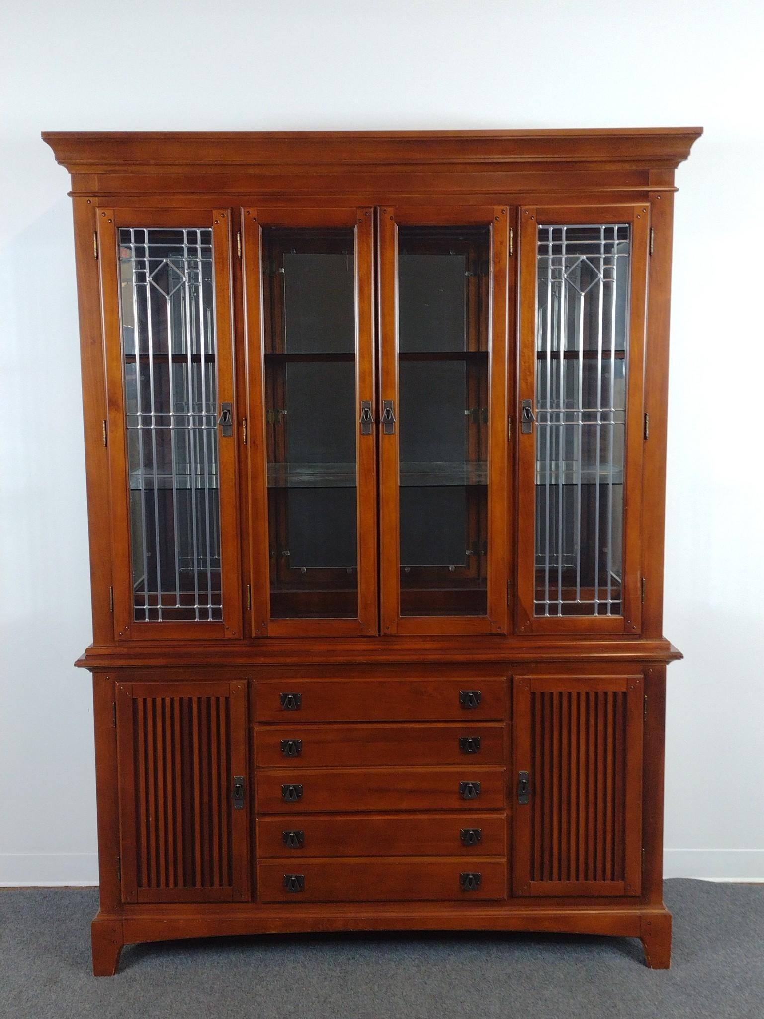 Arts and Crafts Style China Cabinet: 61" wide X 16-1/2" deep X 84-1/2" high. 