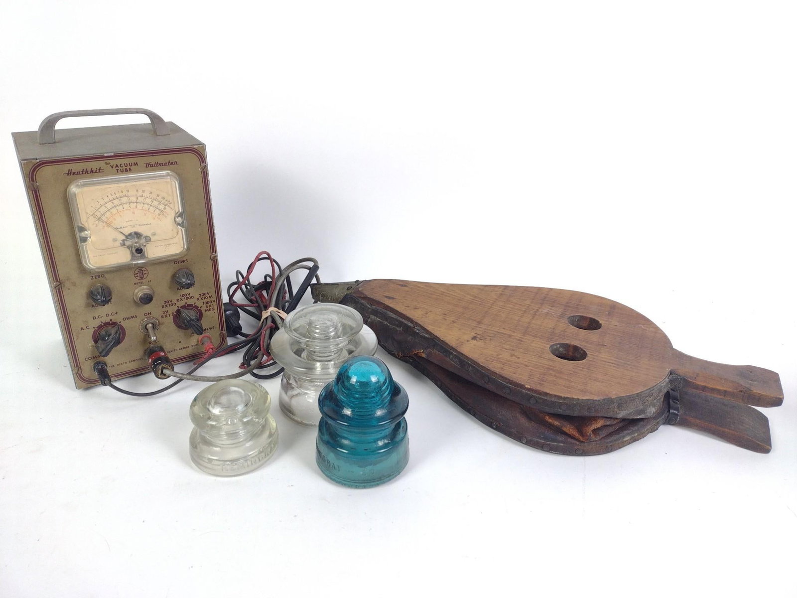 3 Glass Insulators, Vaultmeter, Bellows (1 of 5)
