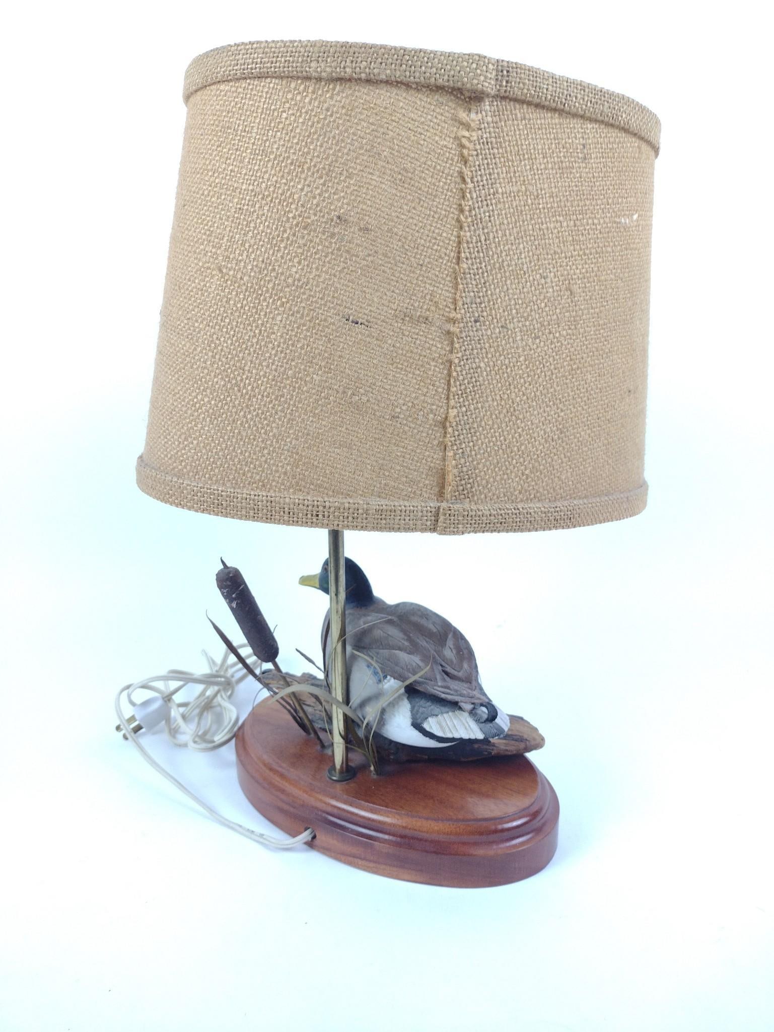 Herb Cox Duck Decoy Lamp: Signed on bottom. 10" wide x 18" high. 