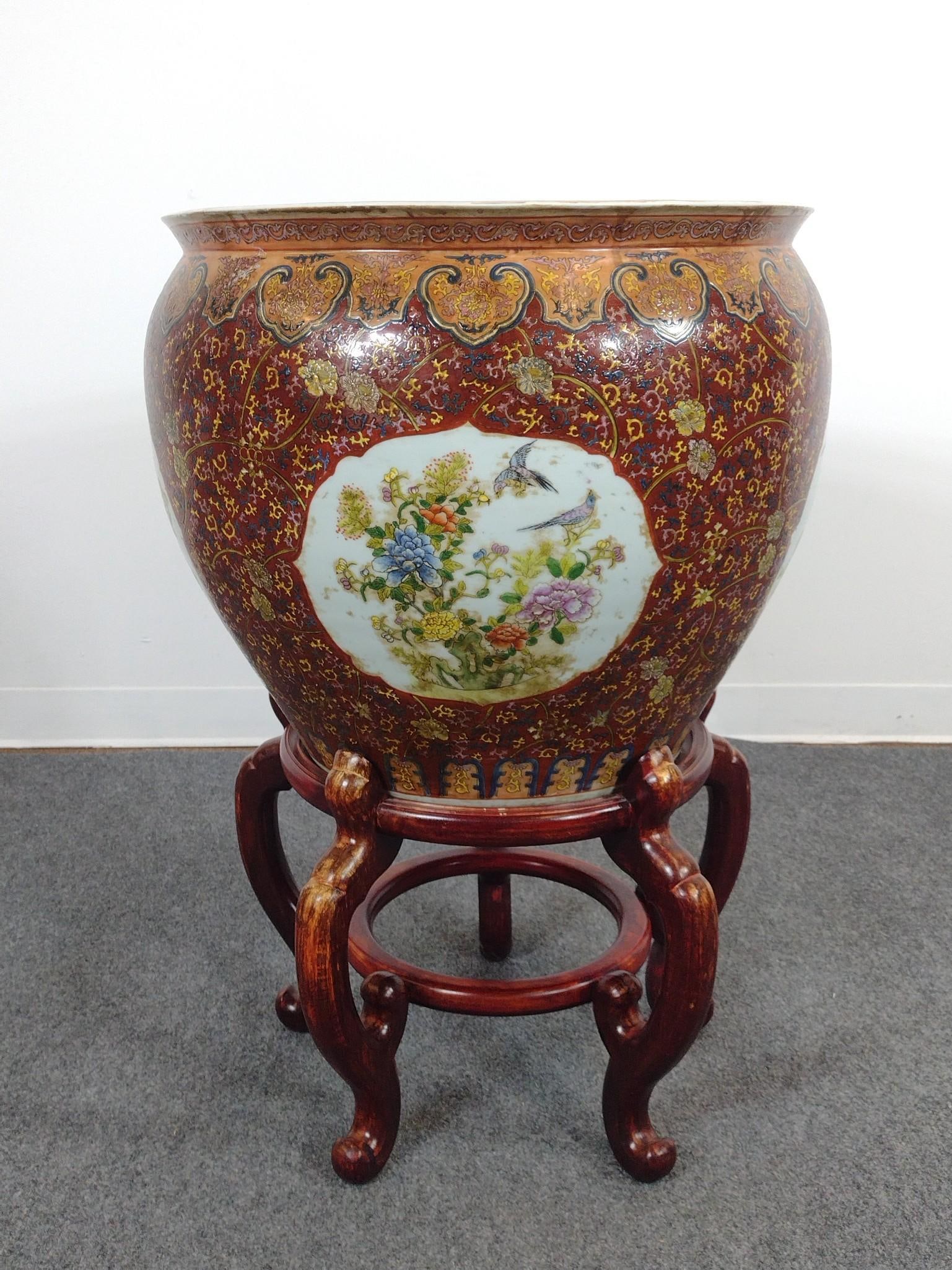 Chinese Famille Rose Fishbowl on Stand (1 of 6)
