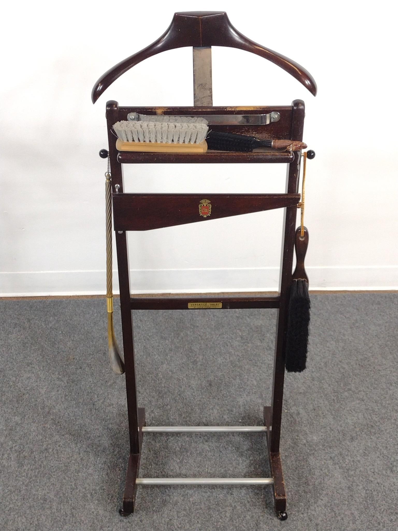Versatile Valet By John Corby: 15" wide X 12-1/2" deep X 43-1/2" high. Has scratches and finish loss. 