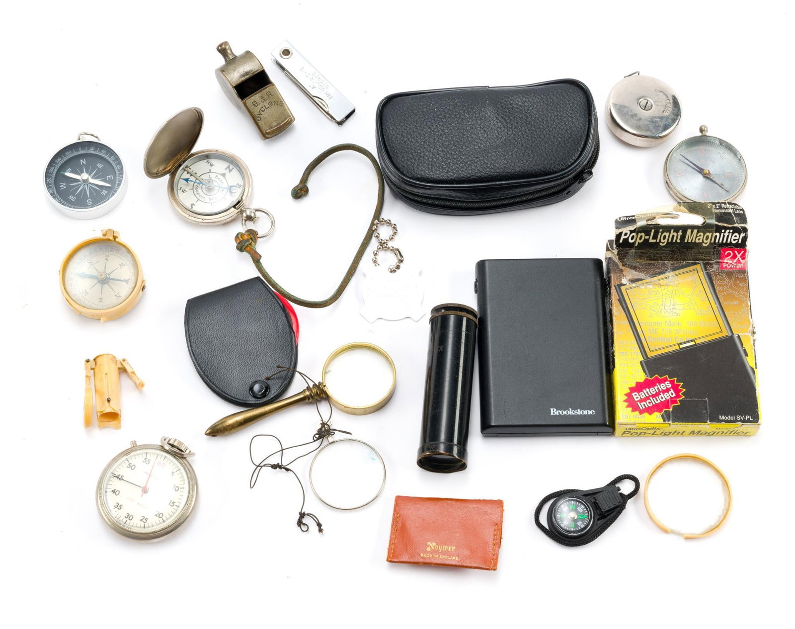 Vintage Magnifier & Compasses: Includes Bushnell and UltraOptix. 