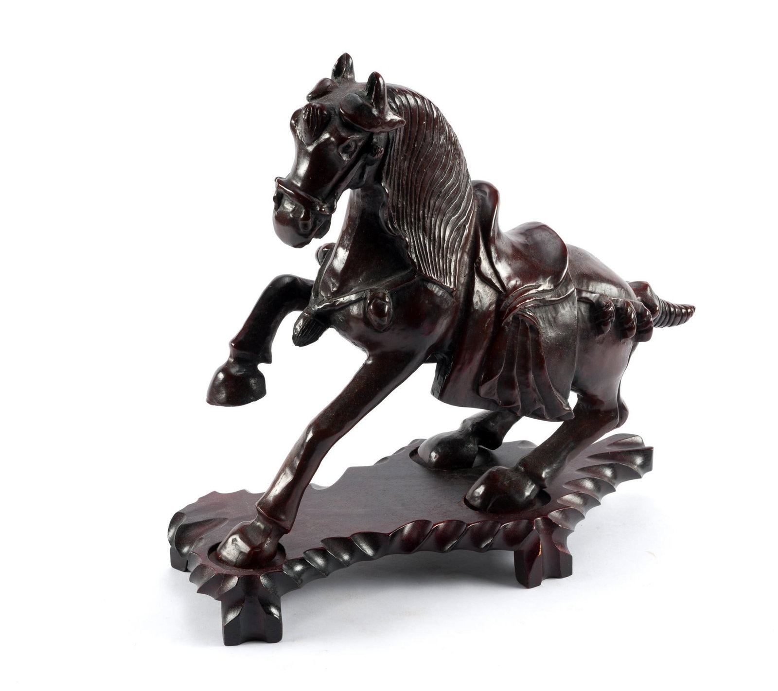 Chinese Carved Rearing Horse on Stand (1 of 4)