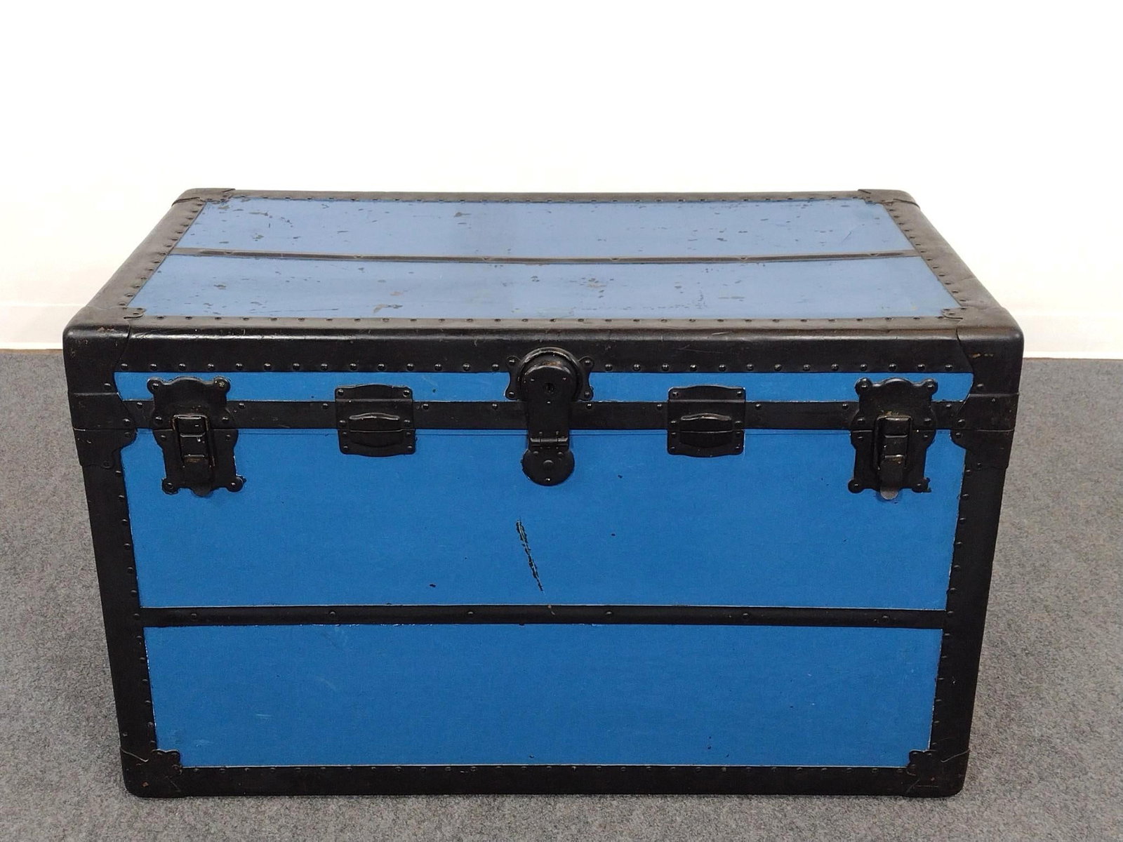 The Beals and Selkirk Trunk: 40" wide X 22-1/2" deep X 24-1/2" high. Has some paint loss. 