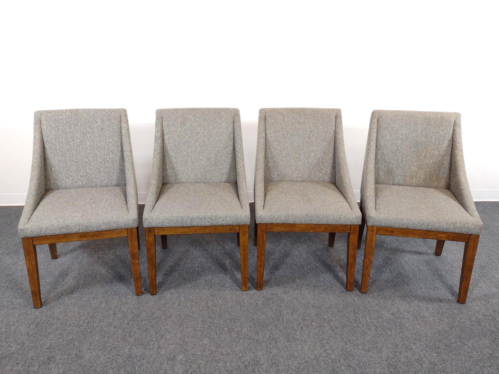 4 West Elm by Koda Upholstered Chairs: Each 21-1/2" wide X 20" deep X 35-1/2" high. Some discoloring. 