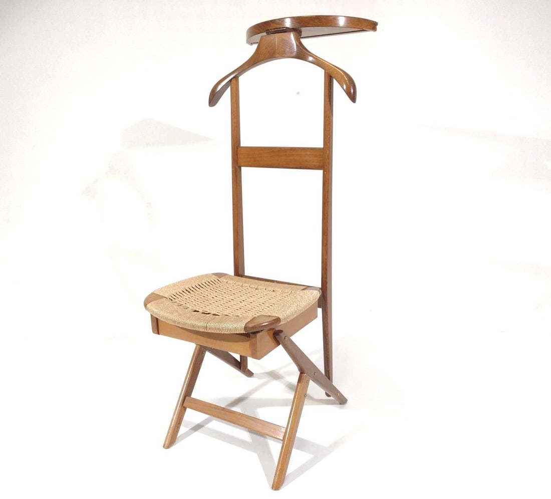 MCM Wicker Seat Valet Chair (1 of 3)