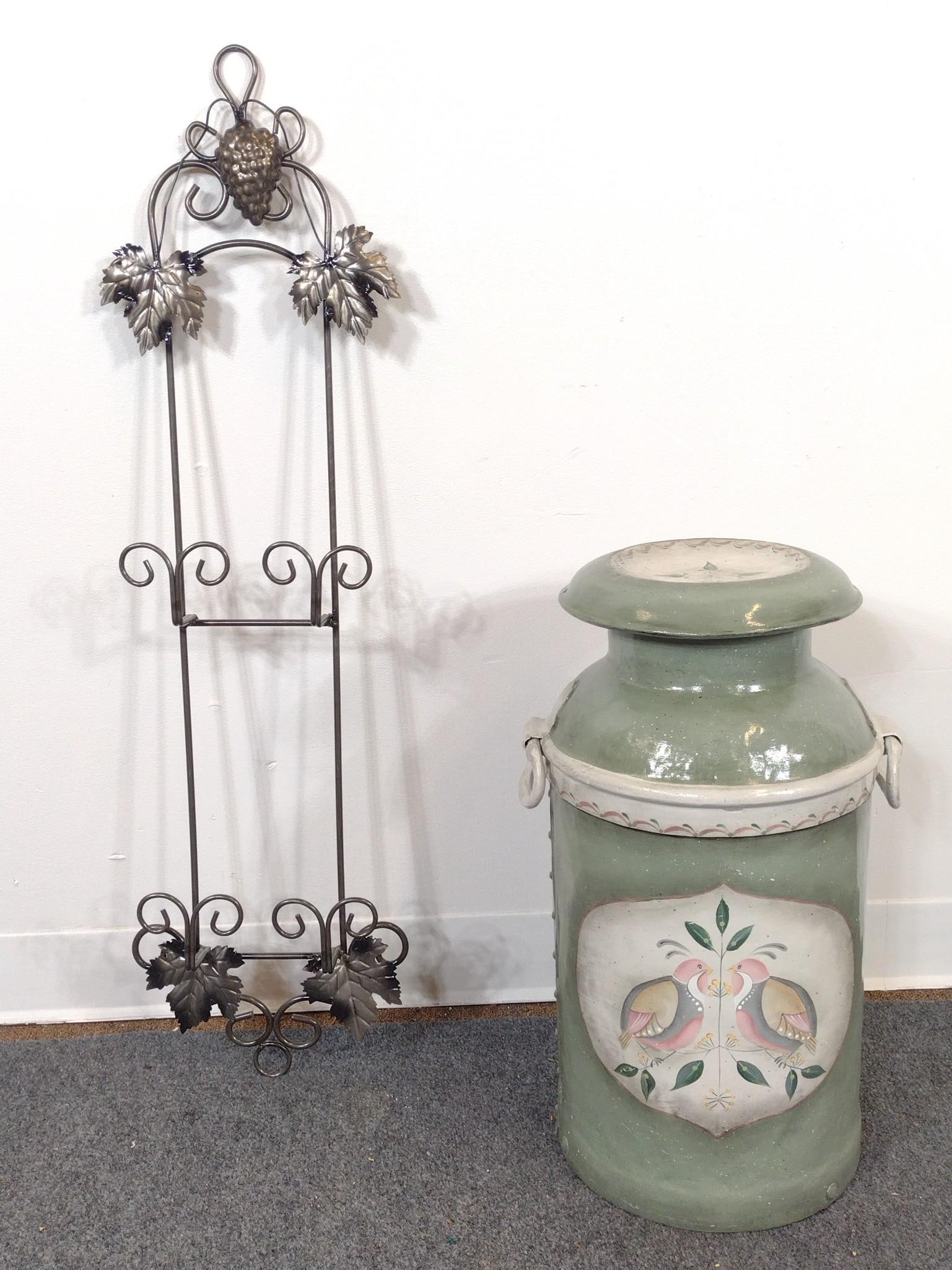 Painted Milk Can and Metal Plate Rack (1 of 4)