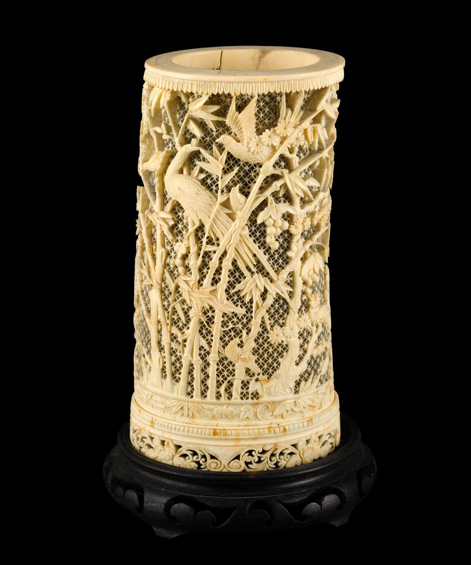 PA RESIDENTS ONLY: Carved Ivory Chinese Brush Pot (1 of 5)