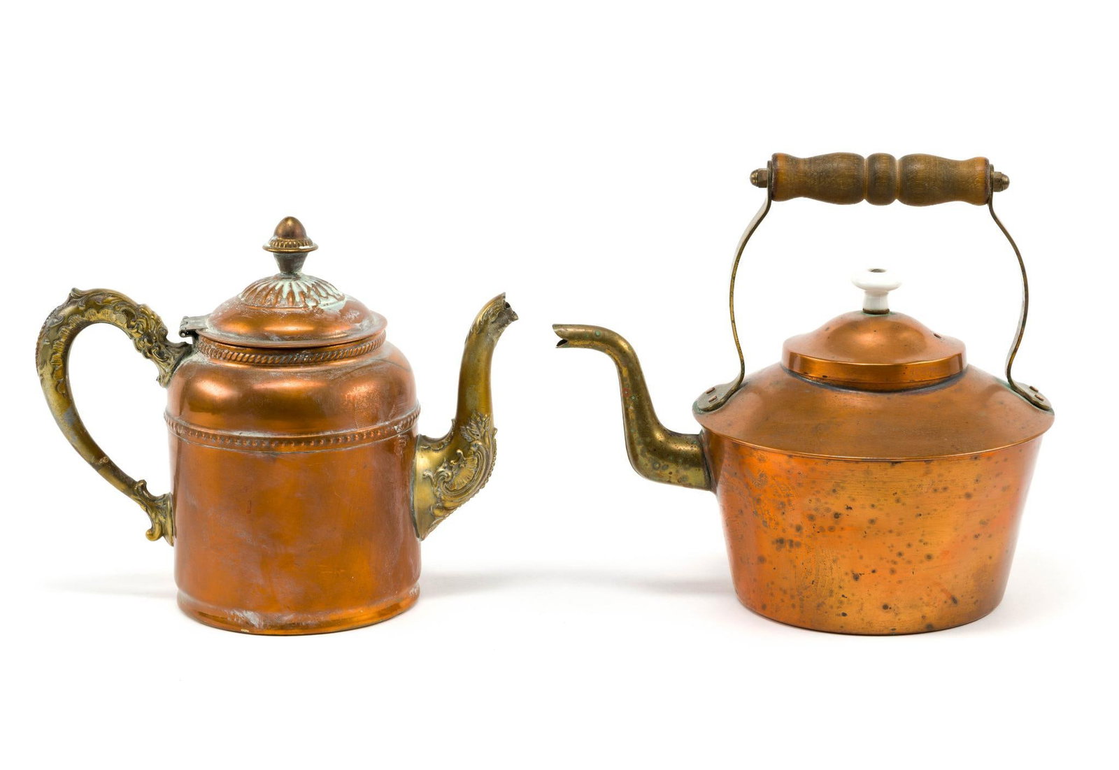 (Gilded Age) 2 Antique Copper Kettles (1 of 6)