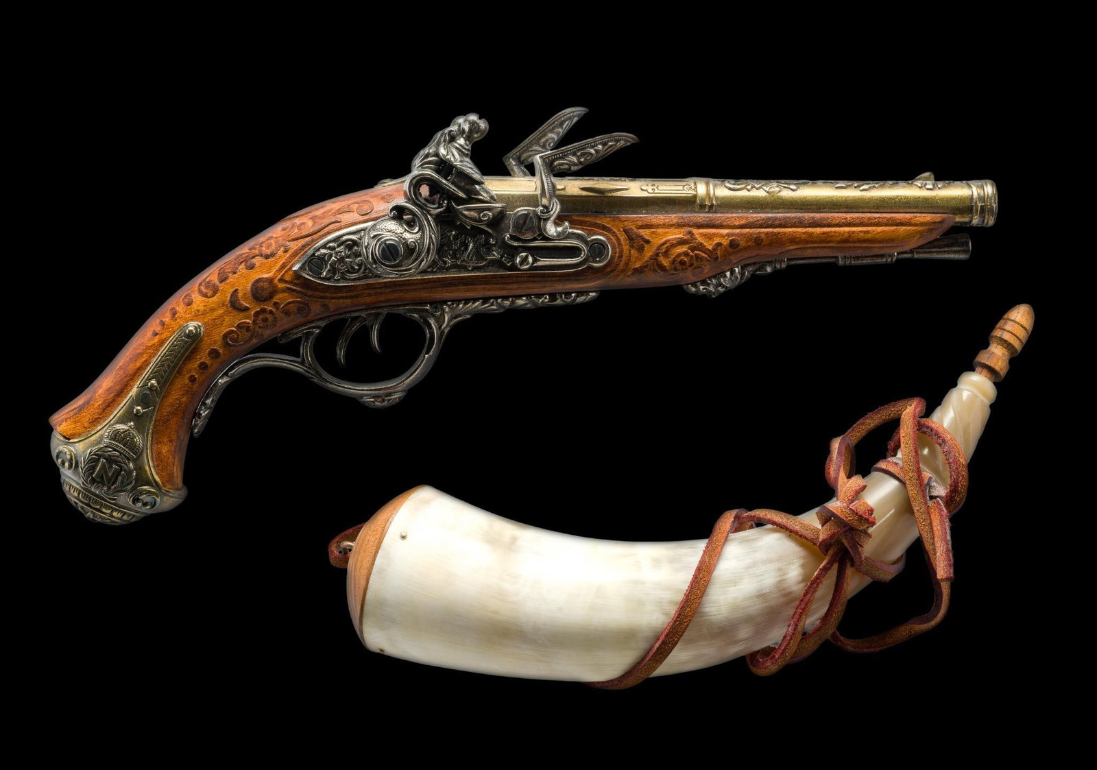 1806 Napoleonic Double-Barrel Flintlock Pistol Replica (1 of 5)