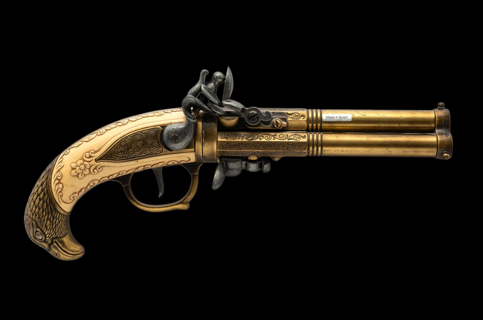 18th Century French 3 Barrel Flintlock Pistol Non-Firing Replica (1 of 4)