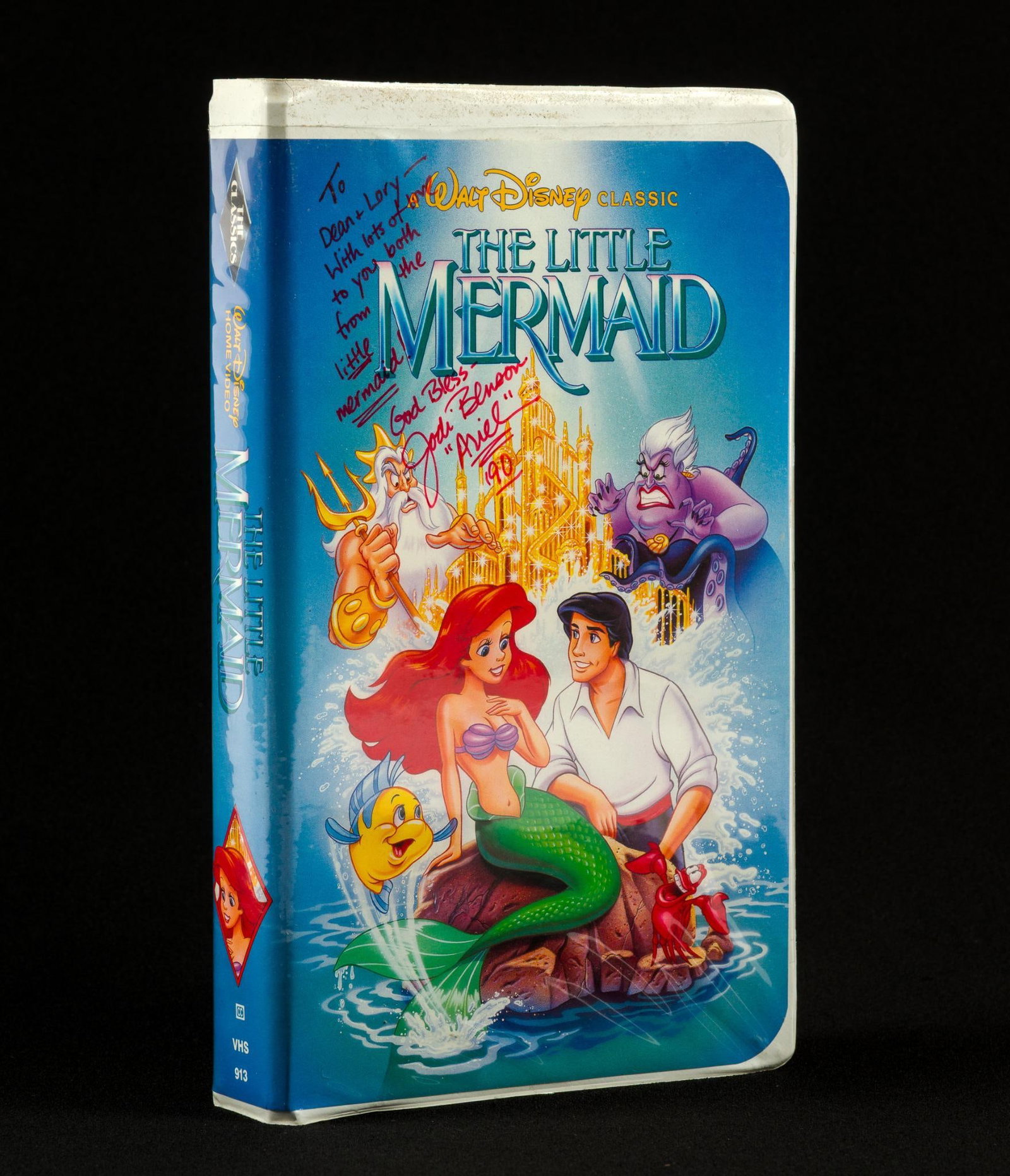 Jodie Benson Signed "Little Mermaid" VHS: Inscribed to Dean and Lory Jones. Measures 5-1/2" x 9" x 1-1/4". Provenance: From the Estate of Lory Patrick Jones (1933–2026), actress, writer, director, and philanthro